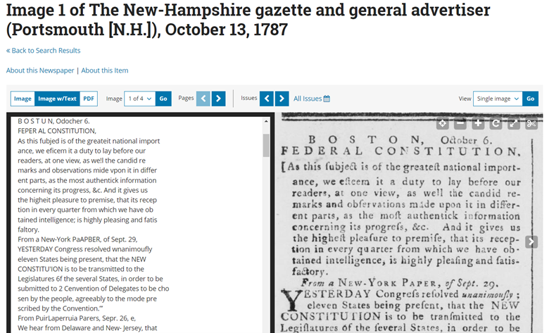 Screenshot of the OCR text and the original newspaper image displayed side by side.