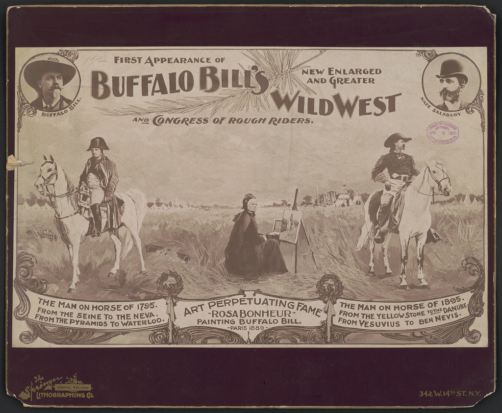 Black and white advertisement of Buffalo Bill's Wild West Show