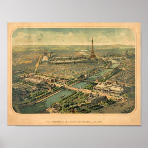 Panoramic view of the 1900 Exhibition Paris Franc Poster