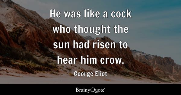 “He was like a cock who thought the sun had risen to hear him crow.” – George Eliot