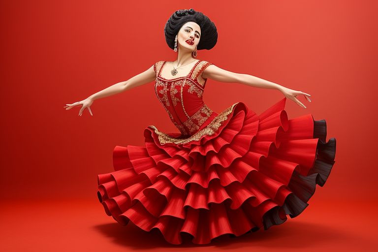 Flamenco Dancer with Swirling Red Dress