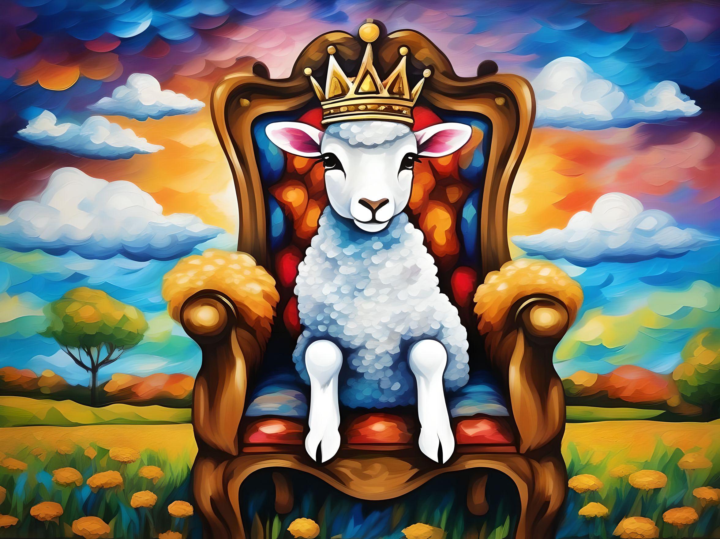 Lamb on a Throne Wearing a Crown
