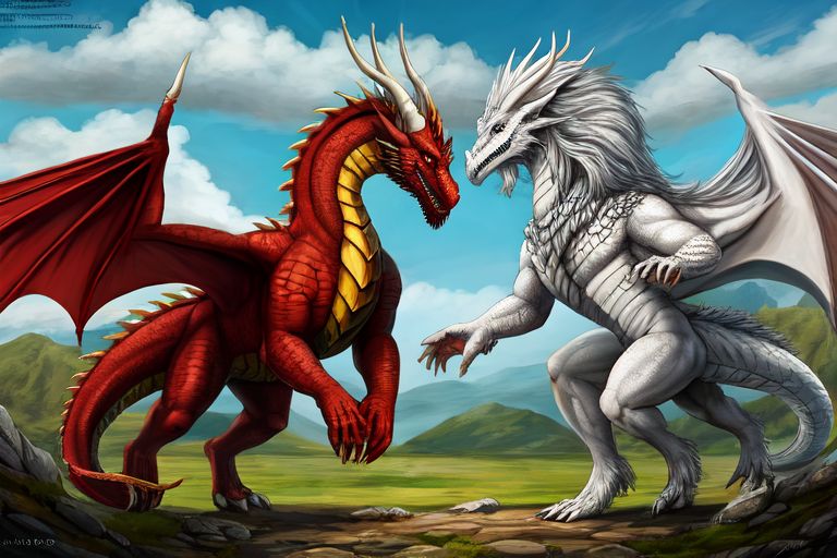 Merlin explains to Vortigern that the red dragon symbolizes the Welsh- and the white dragon symbolizes the Saxons