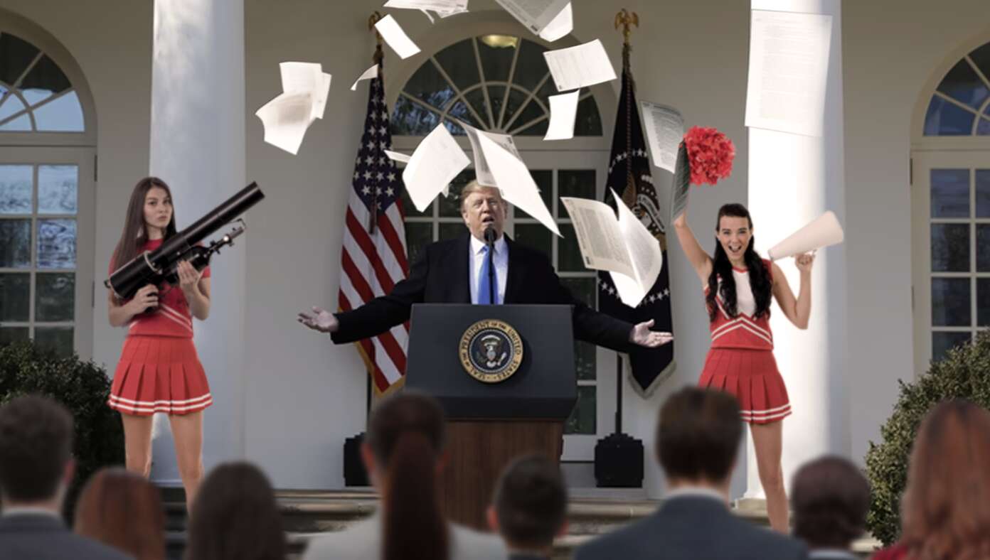 White House Cheerleading Squad Loads Epstein Files In T-Shirt Cannons And Launches Them Into Crowd #BabylonBee