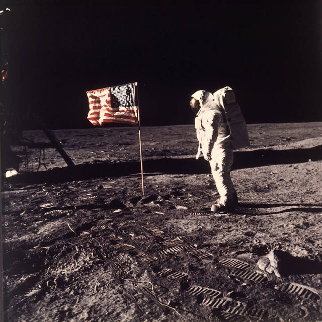 Moon and Flag at NASA Michoud