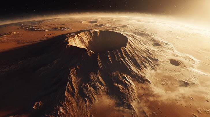 A Martian Volcano in the Mist