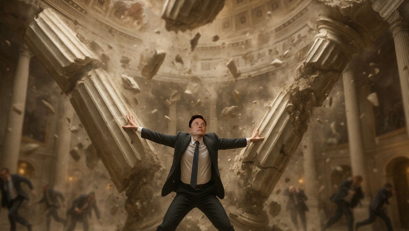 The Lord Strengthens Elon One Last Time To Push Pillars Of Congress Over And Bring Government Crashing Down #BabylonBee