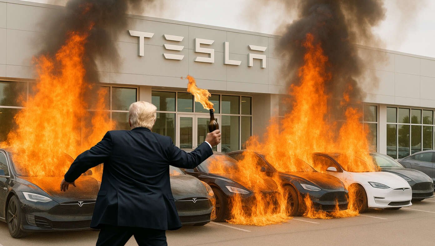 Trump Torches Tesla Dealership #BabylonBee