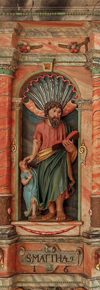 Picture of the day





This sculpture representing the Gospel of Matthew appears in St. Genesius Church in Baden-Württemberg. It depicts a tetramorph element standing next the apostle reading a codex. Today is Saint Matthew’s feast day.
 #ImageOfTheDay