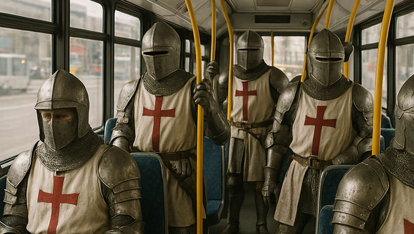 Safety-Conscious Passengers Now Donning Full Suits Of Crusader Armor To Ride Public Transit #BabylonBee