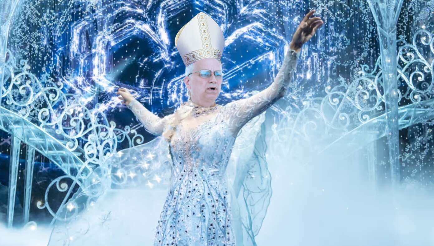 Pope Activates Ice Powers, Builds Ice Palace While Singing In Sparkly Blue Dress #BabylonBee