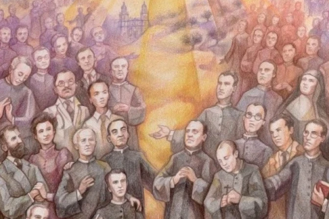 Priests, laypeople, Poor Clare nun among 124 20th-century martyrs beatified in Spain – #Catholic –
Detail of the commemorative painting of the 124 martyrs of Jaén, Spain, beatified in 2025. / Credit: Diocese of Jaén
ACI Prensa Staff, Dec 12, 2025 / 16:03 pm (CNA).
The Diocese of Jaén in Spain will celebrate on Dec. 13 the beatification of 109 priests, 14 laypeople, and one Poor Clare nun martyred during the Spanish Civil War.With the addition of these 124 new blesseds, the number of 20th-century martyrs in Spain recognized by the Catholic Church rises to 2,254, 11 of whom have been canonized.The beatification ceremony will be presided over by Cardinal Marcello Semeraro, prefect of the Dicastery for the Causes of Saints, and will take place in Assumption Cathedral in Jaén, where some of the new blesseds spent their last days before being murdered out of hatred for the faith. Bishop Sebastián Chico of Jaén in the pastoral letter published on the occasion of the beatification stated that “their blood, far from being sterile, has become a fertile seed that today nourishes the faith of our parishes, communities, families, and confraternities, and impels us to live Christ more deeply so that we, too, may be witnesses of hope in the midst of the world.”Chico also shared a reflection on the theological meaning of martyrdom, which he summarized as “the victory of love and the fullness of hope.”The prelate observed that Scripture “teaches us that blood shed for the love of God is a seed of fidelity, eternal life, and hope.”Regarding the Catholic Church’s teaching on this mystery of self-sacrifice, Chico noted that each martyr “has been a grace from God for the Church and a rich legacy of charity and hope that we must know and preserve.”He also emphasized that “martyrdom is the supreme testimony of Christian hope,” because it reminds us that “with the eloquence of their own lives, violence, hatred, or death do not have the last word.”The bishop of Jaén also pointed out that the martyrs “were not heroes, humanly speaking, nor ideological fighters, nor casualties in a war for earthly interests” but rather men and women “marked by weakness and sin, like any of us, but who conquered evil in the last moment of their lives with the sole strength of an unwavering faith in Christ. Their only weapon was love.”Jaén, the ‘Holy Kingdom’The Diocese of Jaén is traditionally known as the “Holy Kingdom,” and throughout its history it has been marked by not a few martyrs, from the Roman soldiers Sts. Bonosus and Maximian to St. Potenciana, virgin, the priest St. Amador, and, in the Middle Ages, the bishop St. Peter Pascual.Along with them, the new blesseds are not the only sons and daughters of the diocese martyred in the 20th century. In addition to a group beatified in Tarragona in 2013, St. Pedro Poveda, founder of the Teresian Institution, stands out: He was murdered in Madrid in 1936.With the new blesseds, “Jaén sees its name confirmed and enriched: Holy Kingdom. It is not an empty or merely historical title but a profound spiritual truth,” the prelate emphasized.Of the 124 new blesseds, Chico highlighted three names “as examples of unwavering faith, generous love, and certain hope”: the priest Francisco de Paula Padilla Gutiérrez, who “voluntarily offered to die in place of a father of six children”; the lay doctor Pedro Sandoica y Granados, who “was murdered for publicly confessing his faith, without fear of the consequences, moved by hope in the kingdom of God”; and the widow Obdulia Puchol, a “woman of profound charity who opened her home to transients and the most disadvantaged, and who was shot for her fidelity to Christ, keeping hope alive until her last breath.”The prelate said he believes the recognition of these martyrs should be considered “as yet another link in the chain of holiness that unites Jaén with the universal Church, from the first Christians to our own day.”The martyrs, through their lives and their final sacrifice, “are not just a memory of a heroic past but teachers for the present … In this sense, the witness of the martyrs does not belong solely to history; it is a living word that God addresses to the Church and to the society of today.”Chico emphasized that the martyrs invite us to renew our own hope because they “urge us to live our faith radically, without lukewarmness or compromise”; they teach people “to forgive, always, even in the midst of violence and injustice, following the example of Christ on the cross”; they call the faithful “to be builders of reconciliation and peace”; and they show that “holiness is possible in all vocations.”This story was first published by ACI Prensa, CNA’s Spanish-language news partner. It has been translated and adapted by CNA. Priests, laypeople, Poor Clare nun among 124 20th-century martyrs beatified in Spain – #Catholic –
Detail of the commemorative painting of the 124 martyrs of Jaén, Spain, beatified in 2025. / Credit: Diocese of Jaén
ACI Prensa Staff, Dec 12, 2025 / 16:03 pm (CNA).
The Diocese of Jaén in Spain will celebrate on Dec. 13 the beatification of 109 priests, 14 laypeople, and one Poor Clare nun martyred during the Spanish Civil War.With the addition of these 124 new blesseds, the number of 20th-century martyrs in Spain recognized by the Catholic Church rises to 2,254, 11 of whom have been canonized.The beatification ceremony will be presided over by Cardinal Marcello Semeraro, prefect of the Dicastery for the Causes of Saints, and will take place in Assumption Cathedral in Jaén, where some of the new blesseds spent their last days before being murdered out of hatred for the faith. Bishop Sebastián Chico of Jaén in the pastoral letter published on the occasion of the beatification stated that “their blood, far from being sterile, has become a fertile seed that today nourishes the faith of our parishes, communities, families, and confraternities, and impels us to live Christ more deeply so that we, too, may be witnesses of hope in the midst of the world.”Chico also shared a reflection on the theological meaning of martyrdom, which he summarized as “the victory of love and the fullness of hope.”The prelate observed that Scripture “teaches us that blood shed for the love of God is a seed of fidelity, eternal life, and hope.”Regarding the Catholic Church’s teaching on this mystery of self-sacrifice, Chico noted that each martyr “has been a grace from God for the Church and a rich legacy of charity and hope that we must know and preserve.”He also emphasized that “martyrdom is the supreme testimony of Christian hope,” because it reminds us that “with the eloquence of their own lives, violence, hatred, or death do not have the last word.”The bishop of Jaén also pointed out that the martyrs “were not heroes, humanly speaking, nor ideological fighters, nor casualties in a war for earthly interests” but rather men and women “marked by weakness and sin, like any of us, but who conquered evil in the last moment of their lives with the sole strength of an unwavering faith in Christ. Their only weapon was love.”Jaén, the ‘Holy Kingdom’The Diocese of Jaén is traditionally known as the “Holy Kingdom,” and throughout its history it has been marked by not a few martyrs, from the Roman soldiers Sts. Bonosus and Maximian to St. Potenciana, virgin, the priest St. Amador, and, in the Middle Ages, the bishop St. Peter Pascual.Along with them, the new blesseds are not the only sons and daughters of the diocese martyred in the 20th century. In addition to a group beatified in Tarragona in 2013, St. Pedro Poveda, founder of the Teresian Institution, stands out: He was murdered in Madrid in 1936.With the new blesseds, “Jaén sees its name confirmed and enriched: Holy Kingdom. It is not an empty or merely historical title but a profound spiritual truth,” the prelate emphasized.Of the 124 new blesseds, Chico highlighted three names “as examples of unwavering faith, generous love, and certain hope”: the priest Francisco de Paula Padilla Gutiérrez, who “voluntarily offered to die in place of a father of six children”; the lay doctor Pedro Sandoica y Granados, who “was murdered for publicly confessing his faith, without fear of the consequences, moved by hope in the kingdom of God”; and the widow Obdulia Puchol, a “woman of profound charity who opened her home to transients and the most disadvantaged, and who was shot for her fidelity to Christ, keeping hope alive until her last breath.”The prelate said he believes the recognition of these martyrs should be considered “as yet another link in the chain of holiness that unites Jaén with the universal Church, from the first Christians to our own day.”The martyrs, through their lives and their final sacrifice, “are not just a memory of a heroic past but teachers for the present … In this sense, the witness of the martyrs does not belong solely to history; it is a living word that God addresses to the Church and to the society of today.”Chico emphasized that the martyrs invite us to renew our own hope because they “urge us to live our faith radically, without lukewarmness or compromise”; they teach people “to forgive, always, even in the midst of violence and injustice, following the example of Christ on the cross”; they call the faithful “to be builders of reconciliation and peace”; and they show that “holiness is possible in all vocations.”This story was first published by ACI Prensa, CNA’s Spanish-language news partner. It has been translated and adapted by CNA.