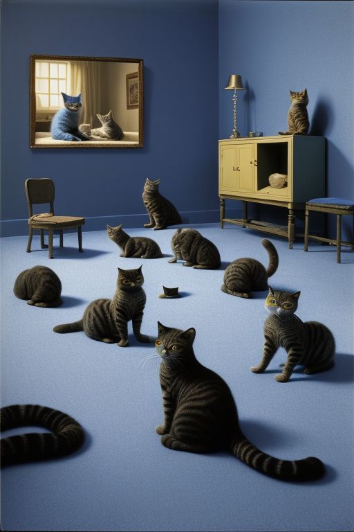 Radioactive Cats, blue cats, cat, Sandy Skoglund, Vermeer
