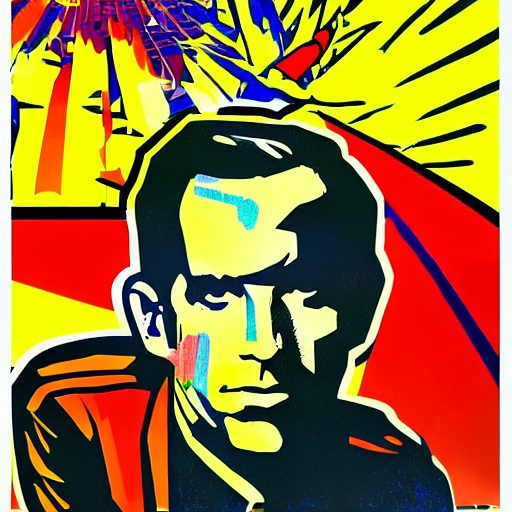  In the Style of Pop Art create an image of Lee Harvey Oswald - The primary suspect in the assassination- Oswald was a former Marine and avowed Marxist who was arrested for shooting President Kennedy from a sixth-floor window of the Texas School Book Depository. -- using Psychedelic Color 


