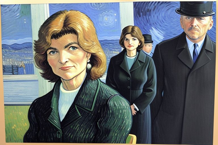  In the Style of van gogh create an image of First Lady young Jacqueline Kennedy - Jacqueline Kennedy was riding with President Kennedy in the motorcade when he was assassinated. Her composure during and after the event captured the nation's attention. -- using High Contrast Color 
