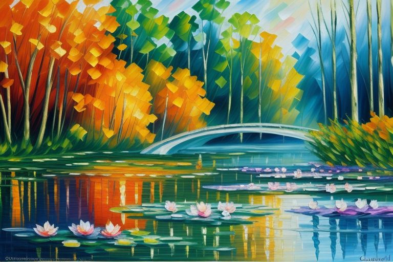 Afremov, Water Lilies, Claude Monet
