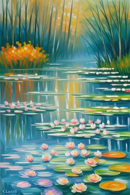 In this captivating reimagination of "Water Lilies," the artist pays homage to Monet's iconic work while infusing it with their own unique vision and style.