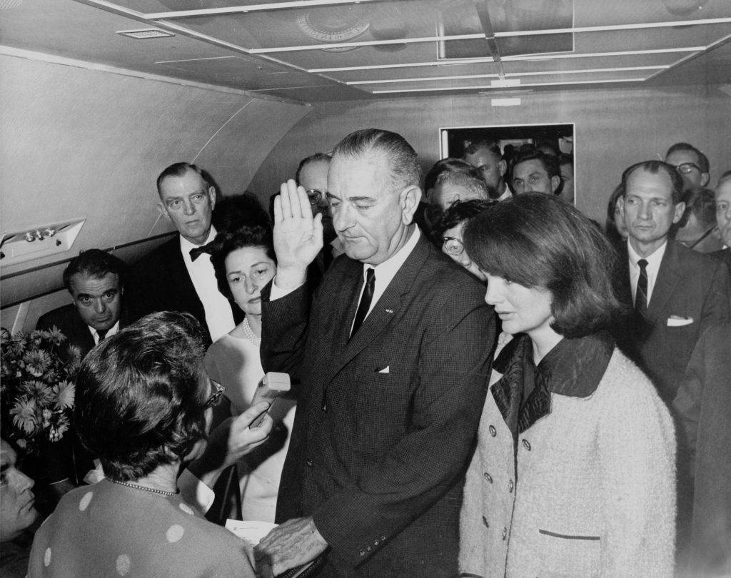 Lyndon B. Johnson taking the oath of office November 1963