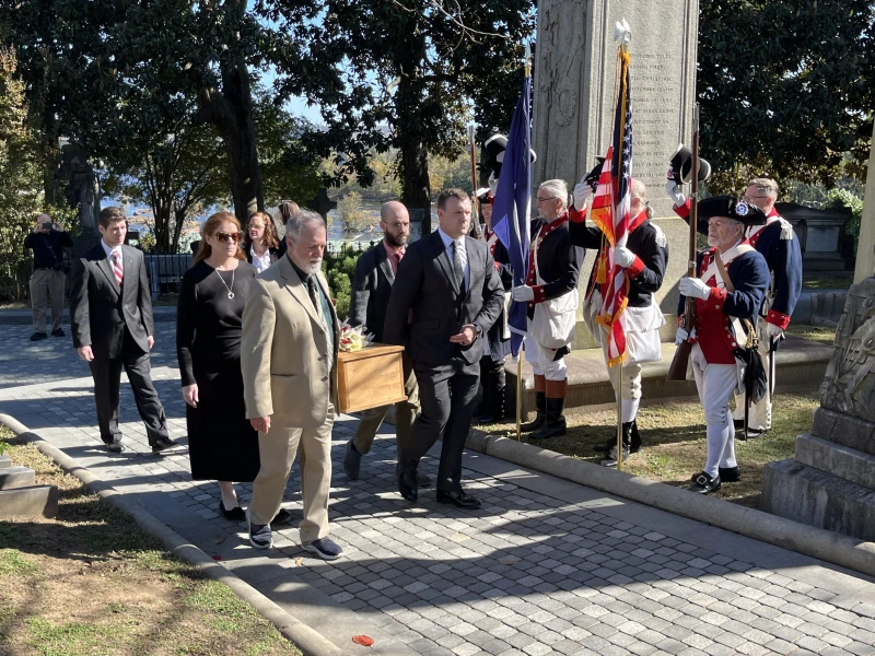 In Virginia, a Founding Father’s Catholic daughter is laid to rest after 185 years #Catholic
A color guard stands at attention as Eliza Monroe Hay’s remains are carried for reinterment at Hollywood Cemetery in Richmond, Virginia, on Thursday, Oct. 23, 2025. / Credit: Daniel Payne/CNA
Richmond, Virginia, Oct 23, 2025 / 17:04 pm (CNA).
Nearly two centuries after her death, the daughter of American Founding Father James Monroe has been laid to rest in Richmond, Virginia, joining her family’s historic burial plot in the city’s famed Hollywood Cemetery. The Diocese of Richmond held Eliza Monroe Hay’s reinterment at the top of Hollywood Cemetery overlooking the James River on Oct. 23. Hay, who died in 1840, converted to Catholicism several years before her death. Pallbearers prepare the casket of Eliza Monroe Hay during her reinterment at Hollywood Cemetery in Richmond, Virginia, on Thursday, Oct. 23, 2025. Credit: Daniel Payne/CNAState Sen. Bryce Reeves, who worked with the Eliza Project to repatriate Hay’s remains, said she was “far more than the daughter of a president.”He described Hay as strong-willed and intelligent. “She served this nation quietly but powerfully in its formative years,” he said. The historic reinterment came about from a yearslong effort by the Eliza Project to bring Hay’s mortal remains home from the Cimetière du Père-Lachaise, a cemetery on the outskirts of Paris.Father Tony Marques blesses the grave of Eliza Monroe Hay during her reinterment at Hollywood Cemetery in Richmond, Virginia, on Thursday, Oct. 23, 2025. Credit: Daniel Payne/CNA Born in Fredericksburg, Virginia, in 1786, Hay grew up in both the U.S. and Paris, where her father was the American ambassador amid the ongoing French Revolution. She would later be known for serving as an unofficial First Lady of the White House during James Monroe’s presidency, as her mother Elizabeth’s health regularly kept her away from state functions. Hay’s husband, Virginia attorney George Hay, died in 1830, as did her mother. James Monroe died in 1831 and was by then one of a dwindling number of prominent U.S. citizens who had led the country through its founding and earliest years.Hay herself subsequently returned to Paris, where she converted to Catholicism before she died.A choir from the Cathedral of the Sacred Heart performs during the reinterment of Eliza Monroe Hay at Hollywood Cemetery in Richmond, Virginia, on Thursday, Oct. 23, 2025. Credit: Daniel Payne/CNAA happy endingDelivering Hay’s eulogy at the event, Virginia resident Barbara VornDick described Hay as “my friend from the past.”VornDick said in an Oct. 21 press release that the effort “has been a fascinating, enriching journey in many ways,” though she said the “most amazing aspect was how it enriched my faith.”She told the Arlington Catholic Herald in August that she spent years researching Hay’s life. She discovered that a popular family legend that Hay became a nun was untrue, but her conversion to Catholicism was confirmed by records at St.-Philippe-du-Roule Church in Paris, where her funeral Mass was held in 1840. Hay also reportedly received a piece of jewelry from the Vatican — a cameo of the head of Christ — along with a note from Pope Gregory XVI’s secretary of state. During her years at the White House, Hay gained a reputation as an unpleasant, demanding hostess. Reeves said at the Oct. 23 ceremony that Hay was at one time described by John Quincy Adams as an “obstinate little firebrand.”The Eliza Project, however, says she had a record of “good deeds and generosity” that history has largely forgotten. “She gained increasing admiration for her nursing of the sick: for family, for friends, and, during two epidemics, for the people of Washington,” the project said. She also exhibited “a sense of duty and loyalty, strength of character and fortitude, and compassion for the sick and suffering.”A color guard stands at attention during the reinterment of Eliza Monroe Hay at Hollywood Cemetery in Richmond, Virginia, on Thursday, Oct. 23, 2025. Credit: Daniel Payne/CNAThe Diocese of Richmond had earlier held a memorial Mass for Hay at the nearby Cathedral of the Sacred Heart before the interment at Hollywood Cemetery. Father Tony Marques, the rector of the cathedral, presided over the Rite of Committal on Oct. 23. The cathedral’s choir performed at the ceremony.Describing the yearslong project to repatriate Hay’s remains as a “grassroots effort,” Reeves told the assembled crowd on Tuesday: “The Virginian thing to do was bring Eliza home.”VornDick told the Herald that the yearslong effort to “bring Eliza home” was motivated by the likelihood that she “never intended to die” in Paris.“I just wanted to make it right for her,” she said.At the reinterment, meanwhile, VornDick described Hay as a “daughter, sister, wife, and grandmother,” one who stands out in history for her devotion, service, and forceful personality. “Today marks the end of the Bring Eliza Home Project,” she said. “But it is a happy ending.” In Virginia, a Founding Father’s Catholic daughter is laid to rest after 185 years #Catholic
A color guard stands at attention as Eliza Monroe Hay’s remains are carried for reinterment at Hollywood Cemetery in Richmond, Virginia, on Thursday, Oct. 23, 2025. / Credit: Daniel Payne/CNA
Richmond, Virginia, Oct 23, 2025 / 17:04 pm (CNA).
Nearly two centuries after her death, the daughter of American Founding Father James Monroe has been laid to rest in Richmond, Virginia, joining her family’s historic burial plot in the city’s famed Hollywood Cemetery. The Diocese of Richmond held Eliza Monroe Hay’s reinterment at the top of Hollywood Cemetery overlooking the James River on Oct. 23. Hay, who died in 1840, converted to Catholicism several years before her death. Pallbearers prepare the casket of Eliza Monroe Hay during her reinterment at Hollywood Cemetery in Richmond, Virginia, on Thursday, Oct. 23, 2025. Credit: Daniel Payne/CNAState Sen. Bryce Reeves, who worked with the Eliza Project to repatriate Hay’s remains, said she was “far more than the daughter of a president.”He described Hay as strong-willed and intelligent. “She served this nation quietly but powerfully in its formative years,” he said. The historic reinterment came about from a yearslong effort by the Eliza Project to bring Hay’s mortal remains home from the Cimetière du Père-Lachaise, a cemetery on the outskirts of Paris.Father Tony Marques blesses the grave of Eliza Monroe Hay during her reinterment at Hollywood Cemetery in Richmond, Virginia, on Thursday, Oct. 23, 2025. Credit: Daniel Payne/CNA Born in Fredericksburg, Virginia, in 1786, Hay grew up in both the U.S. and Paris, where her father was the American ambassador amid the ongoing French Revolution. She would later be known for serving as an unofficial First Lady of the White House during James Monroe’s presidency, as her mother Elizabeth’s health regularly kept her away from state functions. Hay’s husband, Virginia attorney George Hay, died in 1830, as did her mother. James Monroe died in 1831 and was by then one of a dwindling number of prominent U.S. citizens who had led the country through its founding and earliest years.Hay herself subsequently returned to Paris, where she converted to Catholicism before she died.A choir from the Cathedral of the Sacred Heart performs during the reinterment of Eliza Monroe Hay at Hollywood Cemetery in Richmond, Virginia, on Thursday, Oct. 23, 2025. Credit: Daniel Payne/CNAA happy endingDelivering Hay’s eulogy at the event, Virginia resident Barbara VornDick described Hay as “my friend from the past.”VornDick said in an Oct. 21 press release that the effort “has been a fascinating, enriching journey in many ways,” though she said the “most amazing aspect was how it enriched my faith.”She told the Arlington Catholic Herald in August that she spent years researching Hay’s life. She discovered that a popular family legend that Hay became a nun was untrue, but her conversion to Catholicism was confirmed by records at St.-Philippe-du-Roule Church in Paris, where her funeral Mass was held in 1840. Hay also reportedly received a piece of jewelry from the Vatican — a cameo of the head of Christ — along with a note from Pope Gregory XVI’s secretary of state. During her years at the White House, Hay gained a reputation as an unpleasant, demanding hostess. Reeves said at the Oct. 23 ceremony that Hay was at one time described by John Quincy Adams as an “obstinate little firebrand.”The Eliza Project, however, says she had a record of “good deeds and generosity” that history has largely forgotten. “She gained increasing admiration for her nursing of the sick: for family, for friends, and, during two epidemics, for the people of Washington,” the project said. She also exhibited “a sense of duty and loyalty, strength of character and fortitude, and compassion for the sick and suffering.”A color guard stands at attention during the reinterment of Eliza Monroe Hay at Hollywood Cemetery in Richmond, Virginia, on Thursday, Oct. 23, 2025. Credit: Daniel Payne/CNAThe Diocese of Richmond had earlier held a memorial Mass for Hay at the nearby Cathedral of the Sacred Heart before the interment at Hollywood Cemetery. Father Tony Marques, the rector of the cathedral, presided over the Rite of Committal on Oct. 23. The cathedral’s choir performed at the ceremony.Describing the yearslong project to repatriate Hay’s remains as a “grassroots effort,” Reeves told the assembled crowd on Tuesday: “The Virginian thing to do was bring Eliza home.”VornDick told the Herald that the yearslong effort to “bring Eliza home” was motivated by the likelihood that she “never intended to die” in Paris.“I just wanted to make it right for her,” she said.At the reinterment, meanwhile, VornDick described Hay as a “daughter, sister, wife, and grandmother,” one who stands out in history for her devotion, service, and forceful personality. “Today marks the end of the Bring Eliza Home Project,” she said. “But it is a happy ending.”