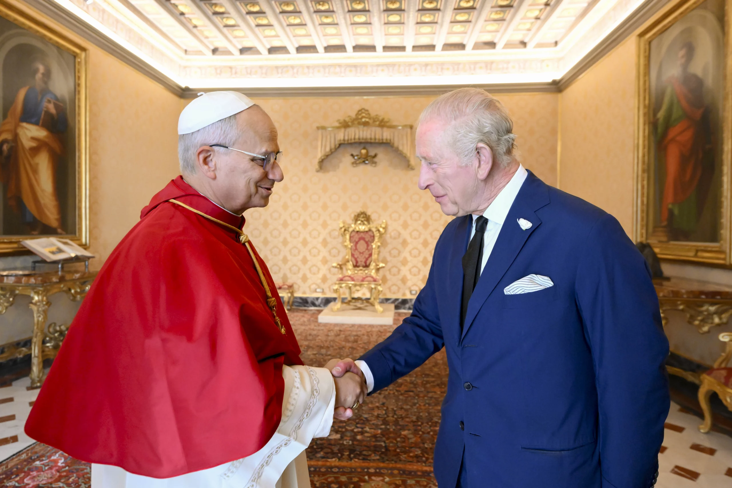 Pope Leo XIV and King Charles III make history with first joint prayer since Reformation – #Catholic – 
 
 Pope Leo XIV and King Charles III walk together in the Sistine Chapel during a historic meeting that included a prayer service at the Vatican, Thursday, Oct. 23, 2025. / Credit: Vatican Media

Vatican City, Oct 23, 2025 / 09:34 am (CNA).
History was made in the Sistine Chapel on Thursday as Pope Leo XIV and King Charles III prayed side by side, marking the first time since the Protestant Reformation that a reigning British monarch and a pope have prayed together during a royal state visit to the Vatican.Pope Leo XIV led the midday prayer of the Divine Office, standing beneath Michelangelo’s fresco of “The Last Judgment” and flanked by Anglican Archbishop of York Stephen Cottrell, King Charles, and Queen Camilla.Pope Leo XIV and King Charles III pray together in the Sistine Chapel during a historic meeting at the Vatican, Thursday, Oct. 23, 2025. Credit: Vatican MediaThe ecumenical prayer service featured the Sistine Chapel Choir along with the choirs from St. George’s Chapel at Windsor Castle and His Majesty’s Chapel Royal.The choirs sang “Come, Holy Ghost, Who Ever One,” a hymn by St. Ambrose translated into English by St. John Henry Newman. Pope Leo will declare Newman, the 19th-century English cardinal and Anglican convert, a doctor of the Church on Nov. 1. King Charles attended Newman’s canonization in 2019 and recently became the first British monarch to visit the Birmingham Oratory, which Newman founded in 1848.King Charles III and Queen Camilla pray in the Sistine Chapel alongside Pope Leo XIV at the Vatican, Thursday, Oct. 23, 2025. Credit: Vatican MediaDuring the prayer, the choirs sang verses of Psalms 8 and 64 in Latin and English. A reading from St. Paul’s Letter to the Romans (8:22–27) was read aloud before Pope Leo and Cottrell offered the closing prayer together in English.Cardinals, bishops, and Anglican representatives attended the prayer service, which was the highlight of the king’s first state visit to the Holy See since his accession in 2022.As part of the state visit, Pope Leo approved the conferral of a new title on the monarch: “Royal Confrater” of the Papal Basilica of St. Paul Outside the Walls. Cardinal James Michael Harvey, the basilica’s archpriest, will formally bestow the honor during an afternoon ecumenical service at the tomb of St. Paul. In return, Pope Leo XIV was offered the title of “Papal Confrater” of St. George’s Chapel in Windsor Castle, an invitation Pope Leo accepted.“These mutual gifts of ‘confraternity’ are recognitions of spiritual fellowship and are deeply symbolic of the journey the Church of England (of which His Majesty is Supreme Governor) and the Roman Catholic Church have traveled over the past 500 years,” the British Embassy to the Holy See said in a statement. Pope Leo XIV greets King Charles III at the Vatican, Thursday, Oct. 23, 2025. Credit: Vatican MediaBefore the prayer service, King Charles and Queen Camilla met privately with Pope Leo in the Apostolic Palace. The king also met with Cardinal Pietro Parolin, the Vatican secretary of state, and Archbishop Paul Gallagher, the Vatican’s foreign minister. The Vatican said discussions focused on environmental protection, fighting poverty, and promoting ecumenical dialogue.“Particular attention was given to the shared commitment to promoting peace and security in the face of global challenges,” the Holy See Press Office said.King Charles also conferred on the pope the honor of Knight Grand Cross of the Order of Bath, while the pope conferred on the king the honor of Knight Grand Cross with the Collar of the Vatican Order of Pope Pius IX and on Queen Camilla the honor of Dame Grand Cross of the same order.The royal visit comes as King Charles continues treatment for cancer, first diagnosed in early 2024. Buckingham Palace said that the king’s state visit — postponed earlier this year due to the poor health of Pope Francis — celebrates both the Church’s 2025 Jubilee Year and “the ecumenical work between the Church of England and the Catholic Church, reflecting the jubilee year’s theme of walking together as ‘Pilgrims of Hope.’” Following the Sistine Chapel service, Pope Leo and King Charles met business and church leaders in the Apostolic Palace’s Sala Regia for a discussion on environmental sustainability and care for creation.After the Vatican meetings, King Charles is scheduled to visit the Basilica of St. Paul Outside the Walls, reviving the historic ties between England and the papal basilica. After the arrival in England of Roman monk-missionaries such as St. Augustine of Canterbury and St. Paulinus of York in the sixth and seventh centuries, Saxon rulers including Kings Offa and Æthelwulf contributed to the upkeep of the apostles’ tombs in Rome. By the late Middle Ages, the kings of England were recognized as “protectors” of the Basilica of St. Paul and abbey, and its heraldic shield came to include the insignia of the Order of the Garter. That tradition was interrupted by the Reformation and the ensuing centuries of estrangement. A newly commissioned chair bearing the royal coat of arms and the Latin phrase “Ut unum sint” (“That they may be one”) has been installed in the Basilica of St. Paul Outside the Walls for King Charles and his successors to use during future visits.King Charles visited the Vatican several times as Prince of Wales, including for the funeral of John Paul II and for Newman’s canonization. His last papal audience was with Pope Francis in April, shortly before Francis’ death, though that was not an official state visit.Queen Elizabeth II, Charles’ mother, met five popes during her 70-year reign but never participated in a public prayer with any of them.