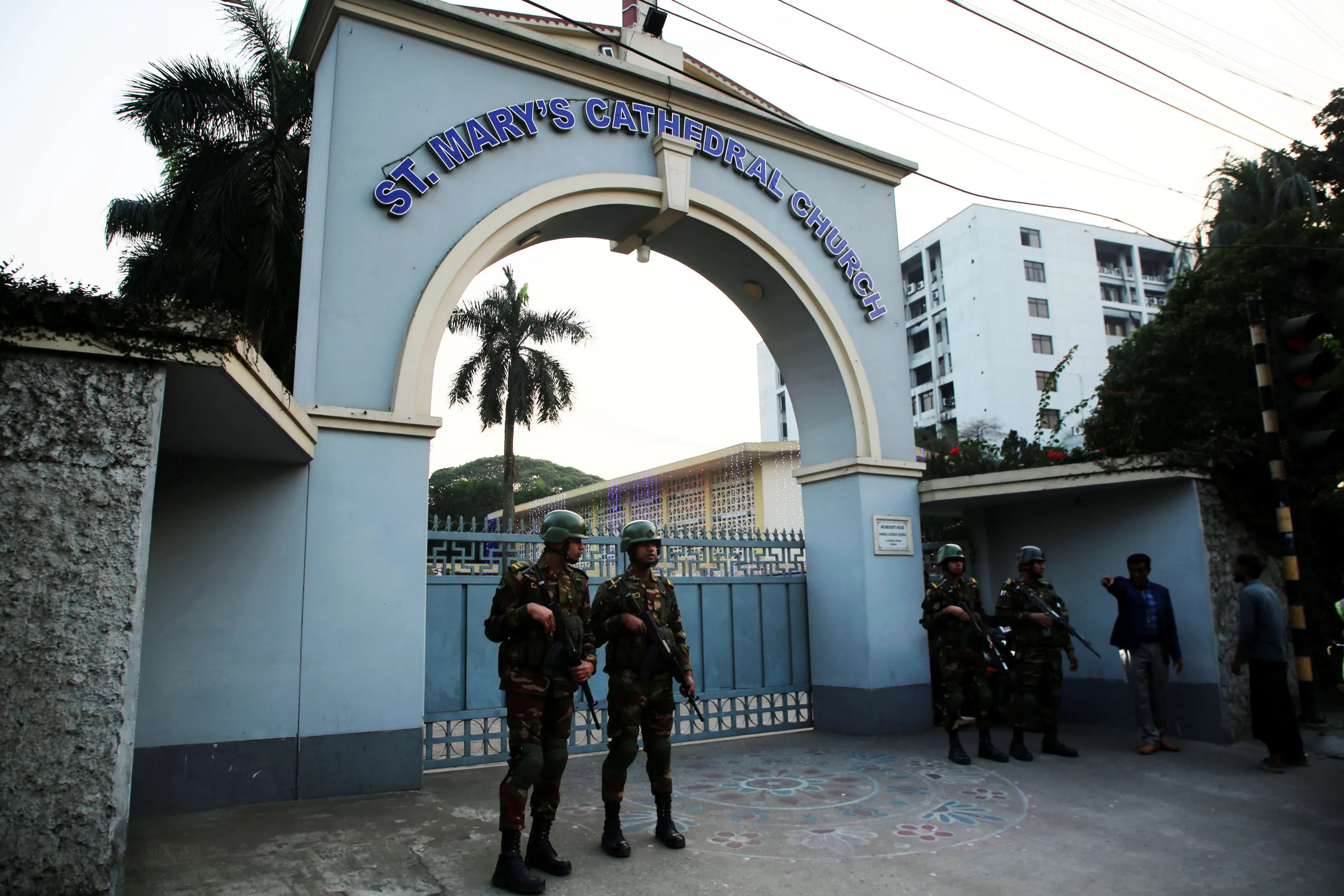 Bangladesh police arrest suspect in bomb attacks on Catholic sites – #Catholic –
The main gate of Holy Rosary Church in Dhaka, Bangladesh, shows damage after two homemade bomb explosions on Oct. 8, 2025. / Credit: Stephan Uttom Rozario
Dhaka, Bangladesh, Nov 10, 2025 / 09:09 am (CNA).
Dhaka police have arrested a 28-year-old man in connection with homemade bomb attacks that targeted a Catholic cathedral and a Church-run school in Bangladesh’s capital this month.Police investigators identified the suspect as a member of Bangladesh Chhatra League, the banned student wing of the Awami League, the political party of ousted Prime Minister Sheikh Hasina. The suspect is being questioned about multiple incidents, including the Nov. 7-8 explosions at St. Mary’s Cathedral and St. Joseph School, one of the country’s prominent Catholic educational institutions.The Dhaka Metropolitan Police, working with the country’s elite Rapid Action Battalion, has launched a citywide search for additional suspects. Police have increased security at churches and other religious sites across the capital.Bangladesh’s interim government, which took power after Hasina’s ouster in August, said it remains committed to protecting religious minorities and will prosecute those who threaten religious harmony.Christians celebrate Christmas Mass under military security at St. Mary’s Cathedral in Dhaka, Bangladesh, on Dec. 25, 2024. Credit: Stephan Uttom RozarioAttacks on Catholic sitesOn the night of Nov. 7, around 10:30 p.m. local time, a homemade bomb exploded near St. Mary’s Cathedral in central Dhaka. Police found another unexploded device on the church grounds.A few hours later, around 2:30 a.m. on Nov. 8, another homemade bomb exploded inside the compound of St. Joseph’s Higher Secondary School and College in Mohammadpur, a Dhaka neighborhood near the Catholic Bishops’ Conference of Bangladesh headquarters and several religious communities’ residences.The attacks came just before the bishops’ conference was scheduled to host a national jubilee celebration honoring the birth of Christ, bringing together bishops, priests, and lay Catholics from across the country.Homemade bombs — called “cocktails” in Bangladesh — are crude explosive devices often used in political violence in the South Asian nation.Community concern“The throwing of cocktails at the church again in a month has worried our Catholic community. But we do not know the motive for this attack, but we will request the administration to quickly find out the motive for these incidents and arrest and bring to justice those who committed them,” said Father Bulbul Rebeiro, secretary of social communications for the Catholic Bishops’ Conference of Bangladesh.At a Nov. 8 press conference, Rebeiro said: “We Christians are very few in number, we are peace-loving people. But these incidents are frightening us.”He demanded that the administration ensure that Christians, who are a minority, can safely hold religious festivals or activities.Pattern of attacksOn Oct. 8, a homemade bomb exploded at the gate of Holy Rosary Catholic Church, Dhaka’s oldest Catholic church, located in a predominantly Christian neighborhood.The Bangladesh Christian Association said the timing of the bomb attacks within a month appears coordinated. In a Nov. 8 statement, Nirmol Rozario, president of the association, urged the government to investigate and prosecute those responsible.No group has claimed responsibility for the attacks or explained why the Christian community was targeted. Christians comprise less than 1% of Bangladesh’s approximately 180 million people, the vast majority of whom are Muslim.Political turmoil and religious minoritiesBangladesh has experienced significant political instability since August 2024, when mass student-led protests forced Hasina to flee the country after 15 years in power. An interim government led by Nobel Peace Prize laureate Muhammad Yunus now governs the country.The new government banned the Awami League’s student wing, Bangladesh Chhatra League. Under the country’s anti-terrorism act, authorities designated the student organization a “terrorist organization” for alleged attacks during the uprising that toppled Hasina’s government.Christians and other religious minorities in Bangladesh have reported increased security concerns since the political transition. The Christian community celebrated Christmas 2024 under military protection at several churches in Dhaka. Bangladesh police arrest suspect in bomb attacks on Catholic sites – #Catholic –
The main gate of Holy Rosary Church in Dhaka, Bangladesh, shows damage after two homemade bomb explosions on Oct. 8, 2025. / Credit: Stephan Uttom Rozario
Dhaka, Bangladesh, Nov 10, 2025 / 09:09 am (CNA).
Dhaka police have arrested a 28-year-old man in connection with homemade bomb attacks that targeted a Catholic cathedral and a Church-run school in Bangladesh’s capital this month.Police investigators identified the suspect as a member of Bangladesh Chhatra League, the banned student wing of the Awami League, the political party of ousted Prime Minister Sheikh Hasina. The suspect is being questioned about multiple incidents, including the Nov. 7-8 explosions at St. Mary’s Cathedral and St. Joseph School, one of the country’s prominent Catholic educational institutions.The Dhaka Metropolitan Police, working with the country’s elite Rapid Action Battalion, has launched a citywide search for additional suspects. Police have increased security at churches and other religious sites across the capital.Bangladesh’s interim government, which took power after Hasina’s ouster in August, said it remains committed to protecting religious minorities and will prosecute those who threaten religious harmony.Christians celebrate Christmas Mass under military security at St. Mary’s Cathedral in Dhaka, Bangladesh, on Dec. 25, 2024. Credit: Stephan Uttom RozarioAttacks on Catholic sitesOn the night of Nov. 7, around 10:30 p.m. local time, a homemade bomb exploded near St. Mary’s Cathedral in central Dhaka. Police found another unexploded device on the church grounds.A few hours later, around 2:30 a.m. on Nov. 8, another homemade bomb exploded inside the compound of St. Joseph’s Higher Secondary School and College in Mohammadpur, a Dhaka neighborhood near the Catholic Bishops’ Conference of Bangladesh headquarters and several religious communities’ residences.The attacks came just before the bishops’ conference was scheduled to host a national jubilee celebration honoring the birth of Christ, bringing together bishops, priests, and lay Catholics from across the country.Homemade bombs — called “cocktails” in Bangladesh — are crude explosive devices often used in political violence in the South Asian nation.Community concern“The throwing of cocktails at the church again in a month has worried our Catholic community. But we do not know the motive for this attack, but we will request the administration to quickly find out the motive for these incidents and arrest and bring to justice those who committed them,” said Father Bulbul Rebeiro, secretary of social communications for the Catholic Bishops’ Conference of Bangladesh.At a Nov. 8 press conference, Rebeiro said: “We Christians are very few in number, we are peace-loving people. But these incidents are frightening us.”He demanded that the administration ensure that Christians, who are a minority, can safely hold religious festivals or activities.Pattern of attacksOn Oct. 8, a homemade bomb exploded at the gate of Holy Rosary Catholic Church, Dhaka’s oldest Catholic church, located in a predominantly Christian neighborhood.The Bangladesh Christian Association said the timing of the bomb attacks within a month appears coordinated. In a Nov. 8 statement, Nirmol Rozario, president of the association, urged the government to investigate and prosecute those responsible.No group has claimed responsibility for the attacks or explained why the Christian community was targeted. Christians comprise less than 1% of Bangladesh’s approximately 180 million people, the vast majority of whom are Muslim.Political turmoil and religious minoritiesBangladesh has experienced significant political instability since August 2024, when mass student-led protests forced Hasina to flee the country after 15 years in power. An interim government led by Nobel Peace Prize laureate Muhammad Yunus now governs the country.The new government banned the Awami League’s student wing, Bangladesh Chhatra League. Under the country’s anti-terrorism act, authorities designated the student organization a “terrorist organization” for alleged attacks during the uprising that toppled Hasina’s government.Christians and other religious minorities in Bangladesh have reported increased security concerns since the political transition. The Christian community celebrated Christmas 2024 under military protection at several churches in Dhaka.