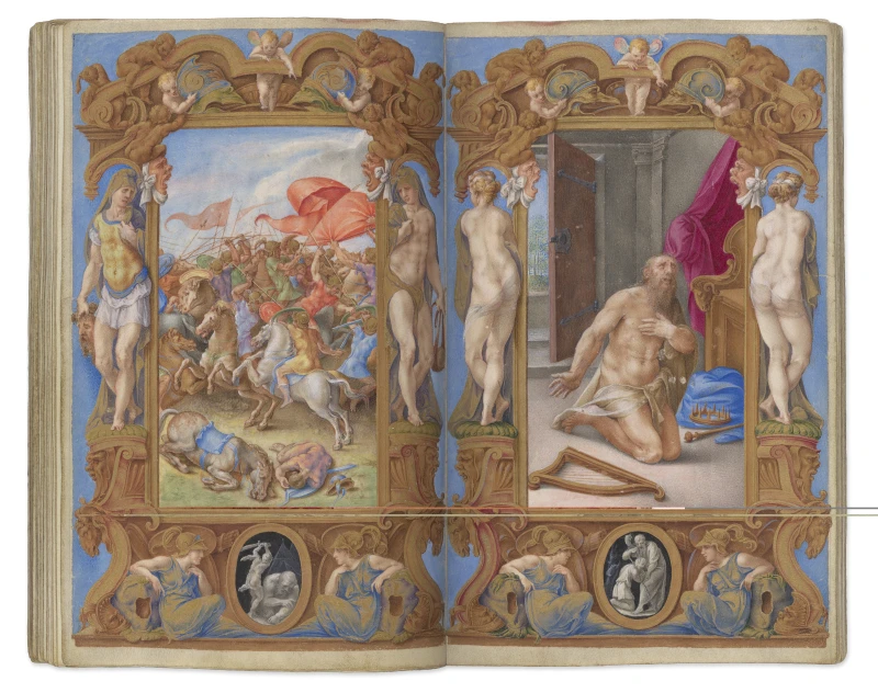 PHOTOS: Tickhill Psalter’s Jesse Tree shines in Morgan Library’s Advent exhibit #Catholic 
 
 Death of Uriah; David in Penance, from the Morgan’s famed Farnese Hours, demonstrates the enduring appeal of the penitential Psalms of David as seen in this early Renaissance book of hours. Italy, Rome, 1546. The Morgan Library & Museum, New York, MS M.69, fols, 63v-63r. Photography by Janny Chiu. / Credit: Courtesy of the New York Library

New York City, New York, Nov 30, 2025 / 08:00 am (CNA).
Part of the New York Public Library’s Spencer Collection, the Tickhill Psalter is on view throughout Advent and Christmas at The Morgan Library & Museum in its exhibit “Sing a New Song: The Psalms in Medieval Art and Life.” A full-page Jesse Tree introduces the Psalms in the Tickhill Psalter, a 14th-century illuminated manuscript from the Augustinian Worksop Priory in Nottinghamshire, England. Tree of Jesse (Psalm 1), from the Tickhill Psalter, England, Nottinghamshire, Worksop Priory, 1303-14, New York Public Library, Spencer 26. fol. 6v. The Medieval manuscript is on display in Morgan Library’s Advent exhibit. Credit: Courtesy of the Morgan LibraryDavid appears in the historiated B of Psalm 1, providing a conceptual link to scenes from his life in the Jesse Tree on the facing page. “Beatus vir,” or “Blessed is the man,” the first stanza opens in celebration of the one who delights in God’s law, concluding: “That person is like a tree planted by streams of water, which yields its fruit in season and whose leaf does not wither, — what they do prospers.” These words and their historiated B, with its visual link to the facing page, highlight David as key author of the Psalms and their prefiguration of Christ, the good fruit of the Jesse Tree, a theme common to medieval illuminated manuscripts.King David as Psalmist, from Florence, Italy, ca. 1408-10, by Lorenzo Monaco, who was born Piero di Giovanni but took the name Lorenzo Monaco, or Lorenzo the Monk, upon joining the monastery of Santa Maria degli Angeli, where he became a skilled illuminator and translated themes common to illuminated manuscripts into panel paintings, like this tempera on wood with gold ground depicting David seated on a stone bench tuning a psaltery, lips parted, prepared to sing, with a halo backing the crown he wears to signify the divine inspiration of his compositions. The Metropolitan Museum of Art, New York, 65.14.4. November 2025. Credit: Courtesy of the Metropolitan Museum of Art, New YorkProphets stand in architectural niches on either side of the Tickhill Psalter’s Jesse Tree, heralding the Psalms as prophecy. Credit: Courtesy of the New York LibraryThe central panel of a 1490 Flemish triptych with scenes from the life of Saint Augustine contextualizes the exhibit. This five-by-five-foot oil on wood painting references Augustine’s use of allegory, essential to his understanding of scripture and interpretation of the psalms as prophecy. One scene captures Augustine’s realization of the Trinity as boundless mystery that dwarfs human understanding, allegorized by a child trying to pour the sea into a hole in the sand. Scenes from the life of St. Augustine of Hippo, 1490, Bruges, Belgium, by the unnamed master of St. Augustine, amplifies the Church’s leading theologian on the allegorical interpretation of Psalms. At center, his installation as bishop of Hippo highlights his teaching authority, flanked by scenes of ordination and preaching on the left. On the right, he engages in scholarly discourse and converses with a child trying to pour the sea into a hole in the sand, illustrating the importance of allegory in Augustinian thought. Credit: Courtesy of the New York Public LibraryLate 12th-century book comprised of Augustine’s Gradual Psalms and his Enchiridion (Greek for “handbook”). The well-worn and annotated pages reflect the proliferation of Augustinian influence on interpretation of Scripture. Spain, Santa Maria de Benevivere, near Palencia. Free Library of Philadelphia, Lewis E22, fols. 68v-69r. Credit: Courtesy of the New York Public LibraryIn the book accompanying the exhibit, Morgan curator Deirdre Jackson extends the psalms’ significance to this triptych through a reference to a surviving panel housed in Ireland that shows Augustine on his deathbed. It’s a scene described by contemporary bishop Possidius of Calama, who said that Augustine “ordered those psalms of David which are especially penitential to be copied out and, when he was very weak, used to lie in bed, facing the wall where the written sheets were put up, gazing at them and reading them, and copiously and continuously weeping as he read.”Death of Uriah; David in Penance, from the Morgan’s famed Farnese Hours, demonstrates the enduring appeal of the penitential Psalms of David as seen in this early Renaissance book of hours. Italy, Rome, 1546. The Morgan Library & Museum, New York, MS M.69, fols, 63v-63r. Photography by Janny Chiu. Credit: Courtesy of the New York Public LibraryScenes from the Life of David, depicting the story of David and Goliath, exemplifies the significance attached to the figure of David in medieval illuminated manuscripts. Winchester Bible, England, Winchester, ca. 1160-80. The Morgan Library & Museum, New York, MS M.619v. Photography by Graham S. Haber. Credit: Courtesy of the New York LibraryIn his book “The Tickhill Psalter and Related Manuscripts,” 20th-century art historian Donald Drew Egbert speculates that the Tickhill Psalter was decorated by highly skilled illuminators working for Augustinian monasteries and patrons of Augustinian houses during a high point of book arts in England.St. Thomas More, “in tribulation vehementi et in carcere” (annotation), from the Prayer Book of Thomas More, France, Paris, 1522 (Psalter) and 1530 (Book of Hours), Beinecke Rare Book & Manuscript Library, Yale University, New Haven, MS Vault More, fol. 68v (Psalter section). Credit: Courtesy of the New York LibraryThis high point inspired a trend of books as personalized treasures, best exemplified in this exhibit by St. Thomas More’s prayer book. Containing much of his own writing in the margins, it consists of a Book of Hours and a Psalter and was with him in the Tower of London while he awaited execution. More’s notes during that time show his preoccupation with the psalms of David’s tribulations. Beside Psalm 87:5-10, “a man without help … in the dark places, and in the shadow of death,” More writes, “in severe tribulation and in prison.”The Prayer Book of Thomas More is backed by a wall-sized image of Hans Holbein’s “Sir Thomas More,” positioned to look like More is gazing intently across the gallery at an image of David from the Crusader Bible. Engelhard Gallery, Photography by Janny Chiu, October 2025. Credit: Courtesy of the New York LibraryMore’s thoughts in distress demonstrate the appeal of David’s story to the human heart, a reality repeatedly expressed throughout the treasures of this exhibit. In the Tickhill Psalter’s Jesse Tree, David is encircled by branches springing from a tree that grows out of his father, Jesse, sprawled in an active sleep, his elbow supporting a hand planted against his head as though dreaming of all that is to come. A crop of the enter of Tickhill Psalter showing the Virgin and Child and the figure of David playing a harp. Credit: Courtesy of the New York LibraryThe branches of the tree wind around David and directly overhead to encircle the Virgin and Child, tracing Christ’s lineage through Mary to the House of David. At the top, the branches surround Christ enthroned in majesty, fulfilling the promise of victory over sin and death foreshadowed in the psalms.David strikes a joyous pose and plays a harp in celebration, and foliage on either side of the main branch wraps around prophets who unfurl scrolls to hint at mysteries about to be foretold in the reading of the psalms.Beneath the figure of Jesse, two separate depictions of David protecting his sheep from wild animals cast his actions as allegory in the fight against evil, segueing to his likeness in the historiated B, dancing and singing his story into the Psalms to animate their prefiguration of Christ.