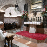 Pope to bishops: Be prophets of peace, harmony in your dioceses #Catholic – VATICAN CITY (CNS) — Following the example of St. Francis of Assisi, bishops are called to be close to the people in their dioceses and peacemakers in a world marked by division and tension, Pope Leo XIV told the bishops of Italy.
Standing in front of the Porziuncola, the small church where St. Francis founded the Franciscan order, Pope Leo said bishops must be “artisans of friendship, fraternity and authentic relationships within our communities, where — without reluctance or fear — we must listen to and harmonize tensions, cultivating a culture of encounter and thus becoming a prophecy of peace for the world.”
Pope Leo traveled to Assisi by helicopter Nov. 20 to speak at the closing session of the fall meeting of the Italian bishops’ conference. The session was closed to the press, but the Vatican released the pope’s text and some video clips of his speech a few hours later.
Before joining the bishops in the Basilica of St. Mary of the Angels, which encloses the Porziuncola, Pope Leo prayed with dozens of friars at the tomb of St. Francis in the basilica named after him.
And after his meeting with the bishops, he flew by helicopter to Montefalco to celebrate Mass and have lunch with the cloistered Augustinian nuns at the Monastery of St. Clare of the Cross.

Click here to subscribe to our weekly newsletter.

Pope Leo’s talk to the bishops focused on the Italian church’s ongoing synod process. But he also spoke of practical matters, including the need to continue combining smaller Italian dioceses and indicating that he would be accepting more bishops’ resignations when they reached the mandatory retirement age of 75 than Pope Francis did.
The challenge of evangelization and the falling population of many Italian cities and towns “ask us not to go backward on the matter of merging dioceses,” he told them.
Italy, which has about 57.3 million Catholics, has 224 dioceses; 41 of those have been joined to another diocese “in the person of the bishop,” without formally suppressing or uniting the dioceses. By contrast, the 75.5 million Catholics in the United States belong to 194 dioceses, the Archdiocese for the Military Services or the Personal Ordinariate of the Chair of St. Peter.
“A synodal church that walks along the furrows of history while facing the emerging challenges of evangelization needs constant renewal,” the pope told the bishops. “We must avoid allowing inertia — however well-intentioned — to slow necessary changes.”
As part of that, he said, “we must all cultivate that interior attitude Pope Francis had described as ‘learning how to take our leave,’ a precious disposition when one must prepare to step down from office.”
“It is good that the norm of age 75 for ordinaries concluding their service in dioceses be respected,” Pope Leo said, “and only in the case of cardinals may the continuation of their ministry be considered, possibly for another two years.”
As bishops and as a church, he said, “Fixing our gaze on the face of Jesus enables us to look into the faces of our brothers and sisters. It is his love that moves us toward them. And faith in him, our peace, calls us to offer everyone the gift of his peace.”
At a time “marked by fractures, both nationally and internationally,” the pope said, “messages and language steeped in hostility and violence often spread; the race for efficiency leaves the most vulnerable behind; technological omnipotence compresses freedom; loneliness consumes hope, while numerous uncertainties weigh on our future like unknowns.”
Being a “synodal church,” he said, means “walking together, walking with everyone,” which requires “being a church that lives among the people, welcomes their questions, soothes their sufferings and shares their hopes.”
That attitude, Pope Leo told them, must include special attention to the most vulnerable people “so that a culture of prevention of every form of abuse may also develop.”
“The welcome and listening offered to victims are the authentic mark of a church which, in communal conversion, knows how to acknowledge wounds and strives to heal them, because ‘where pain is deep, even stronger must be the hope that is born of communion,’” the pope said.
Pope Leo also encouraged the bishops to pay special attention to “the challenge posed to us by the digital world.”
“Pastoral ministry cannot be limited to ‘using’ the media,” he said, but it must “educate people to inhabit the digital sphere in a human way, without allowing truth to be lost behind the multiplication of connections, so that the internet may truly become a space of freedom, responsibility and fraternity.”
 