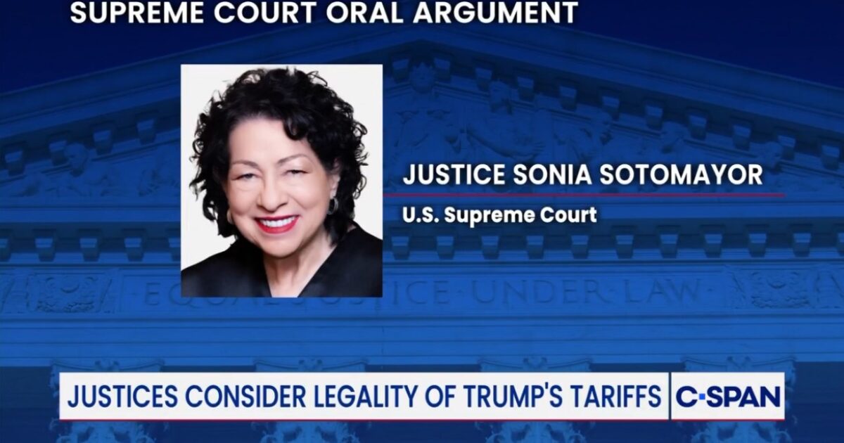 Sotomayor SNAPS at DOJ Solicitor General John Sauer and Rudely Interrupts Him During Oral Arguments on Trump Tariffs Case (AUDIO) – 
Liberal Supreme Court Sonia Sotomayor rudely interrupted DOJ Solicitor General John Sauer during oral arguments on Trump’s tariffs.
The post Sotomayor SNAPS at DOJ Solicitor General John Sauer and Rudely Interrupts Him During Oral Arguments on Trump Tariffs Case (AUDIO) appeared first on The Gateway Pundit.
