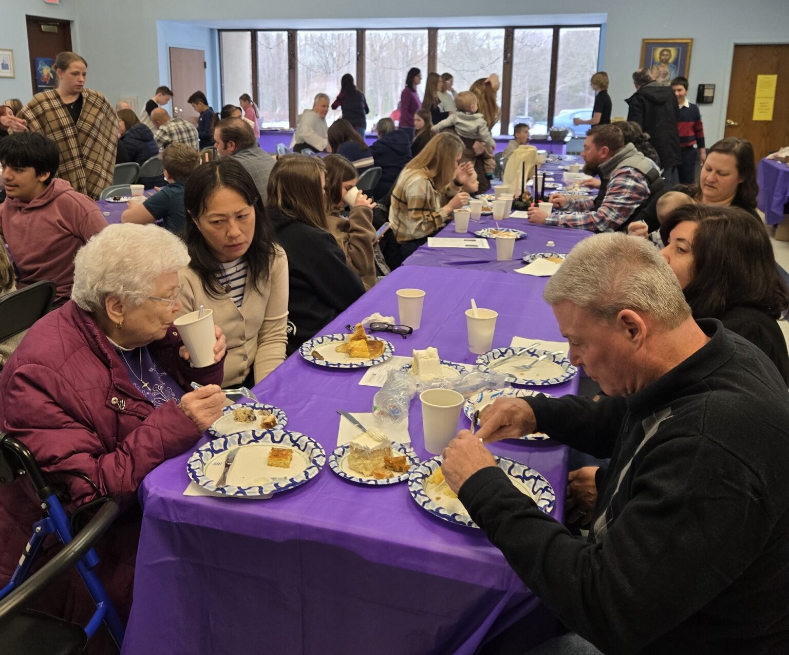 Knights assist with annual Advent Pancake Breakfast in Sandyston #Catholic – St. Thomas the Apostle Parish in Sandyston hosted its annual Advent Pancake and Sausage Breakfast at its Father Lewis Center on Dec. 7. Members of the Knights of Columbus of Msgr. James Gacquin Council #12974 handled the kitchen and cooking, and Confirmation candidates assisted with serving duties.
Parishioners enjoying the pancake breakfast following the 9:30 a.m. Sunday Mass.

Click here to subscribe to our weekly newsletter.