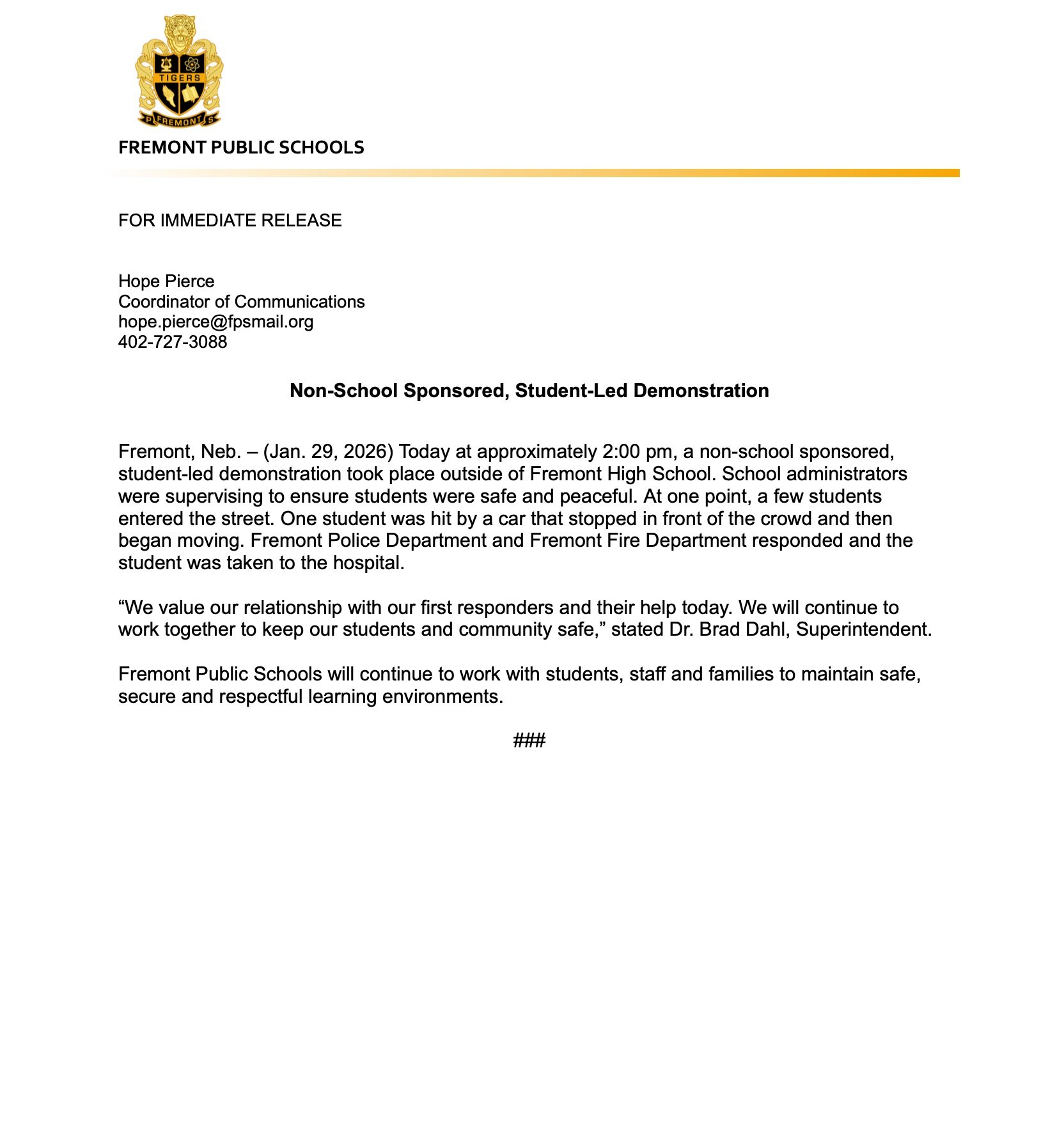 Student Hit by Car at Anti-ICE Protest at Nebraska High School (Video) –
A female student at an anti-ICE protest at Fremont High School in Fremont, Nebraska on Thursday was hit by a car flying a Trump flag.
The post Student Hit by Car at Anti-ICE Protest at Nebraska High School (Video) appeared first on The Gateway Pundit. Student Hit by Car at Anti-ICE Protest at Nebraska High School (Video) –
A female student at an anti-ICE protest at Fremont High School in Fremont, Nebraska on Thursday was hit by a car flying a Trump flag.
The post Student Hit by Car at Anti-ICE Protest at Nebraska High School (Video) appeared first on The Gateway Pundit.