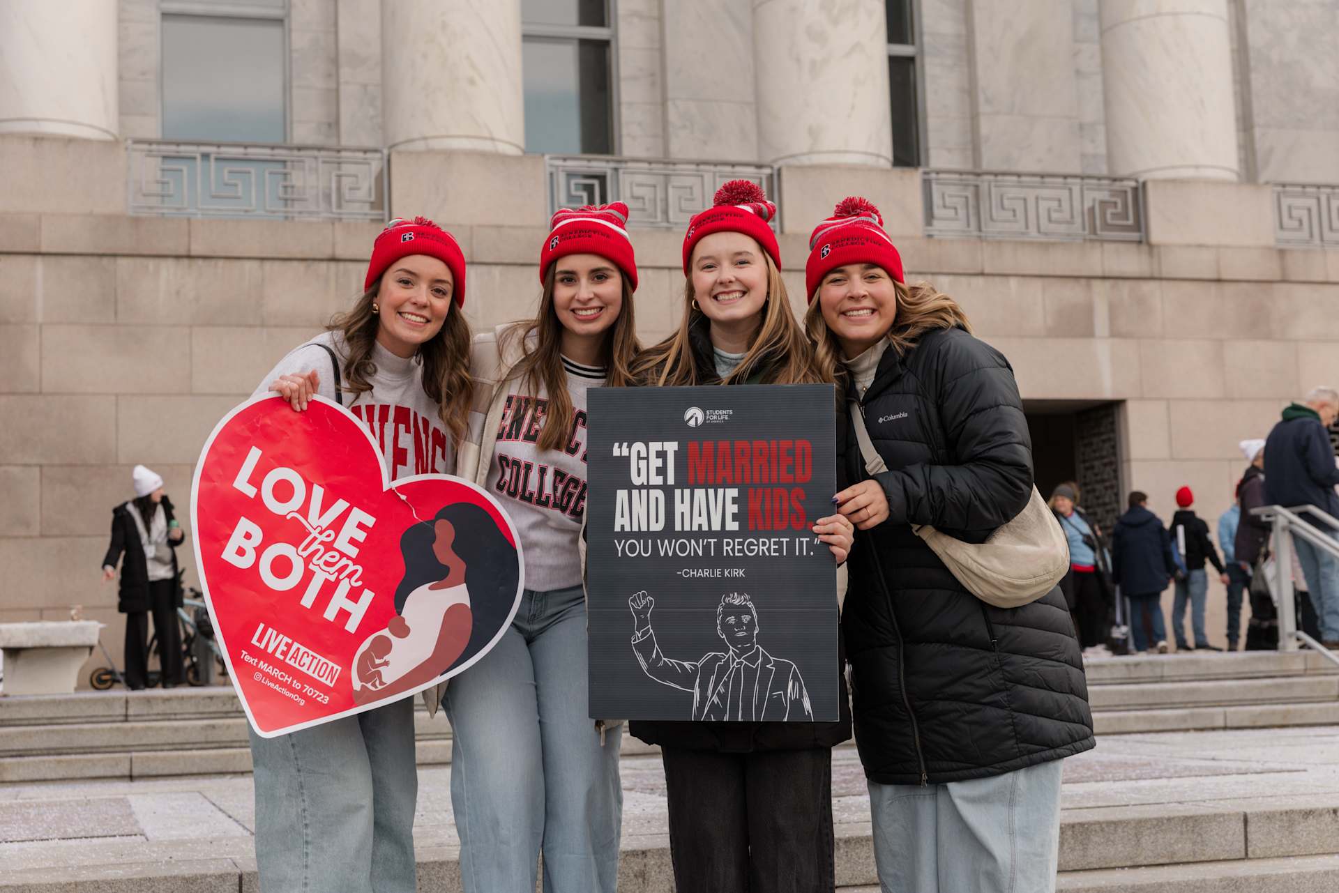 Catholic colleges among best and worst for pro-life support, report finds #Catholic Some Catholic colleges ranked among the best for pro-life support for women, while others were among the worst for their ties to abortion clinics, a recent report found.In an audit of more than 700 Christian colleges and universities, the Christian Schools Project found that 1 in 7 Christian colleges referred students to Planned Parenthood for health care or future jobs, among other pro-abortion “infractions.”The report by Demetree, a branch of Students for Life of America (SFLA), called the Catholic connection to the abortion industry “shocking.”“Most shockingly, a portion of Catholic schools have forsaken their Christian values,” the report read, citing the Catechism of the Catholic Church’s teaching on abortion.One in 10 Catholic colleges had ties to abortion clinics, and about 25% of all the infractions were by Catholic universities.“Despite this, Catholic schools also had 24 ‘A+’ schools: the most of any denomination,” the report continued.The lowest grade an institution could receive was an “F” and the highest an “A+.”Among the Catholic schools receiving an “F” was Villanova University in Pennsylvania — Pope Leo’s alma mater, where he was known for his involvement in the pro-life club in his days at the university.Other Catholic schools that received a “F” included Boston College in Massachusetts; Carroll College in Montana; Loyola Marymount University in California; Sacred Heart University in Connecticut; Santa Clara University in California; Seattle University in Washington; St. Catherine University in Minnesota; University of Detroit Mercy in Michigan; and University of San Diego in California. Catholic colleges that received a “D” grade included Mount Saint Mary’s University in California; Saint Louis University in Missouri; and St. John Fisher University in New York.Paradoxically, Catholic colleges were also among the best schools for pro-life values and made up more than half of the top 10 best schools in the report.These schools don’t just avoid ties to Planned Parenthood but provide pregnancy support for student mothers in need.
 
 Benedictine College students hold pro-life signs at the 2026 March for Life in Washington, D.C. | Credit: Isabella Wilcox/Benedictine College
 
 The schools that leadAt the center of campus at Benedictine College in Atchison, Kansas, sits a statue of an angel holding a child.Installed in 2017, the Memorial to the Unborn is one of the “unique” aspects of pro-life culture on Benedictine’s campus, according to spokesman Steve Johnson.Each year, busloads of students travel to Washington, D.C., for the March for Life. But before they leave, they place roses before the memorial.
 
 Before Benedictine College students head off to the March for Life in Washington, D.C., they place roses on the campus memorial for unborn children. | Credit: Isabella Wilcox/Benedictine College
 
 The student-led pro-life group, Ravens Respect Life, is a “major player” for the culture on campus, according to Johnson. The club helps fundraise for the local pro-life pregnancy resource center, while the campus ministry service team organizes volunteering. The pro-life culture is woven into classes as well, according to Johnson.“We have a pro-life School of Nursing and our graduates take that position out into the world and the hospitals and clinics at which they work,” he said.The school is also looking to further expand its pro-life medical education.
 
 Every year, busloads of students from Benedictine College in Atchison, Kansas, head to the March for Life in Washington, D.C. | Credit: Isabella Wilcox/Benedictine College
 
 “We are in the process of opening a proposed School of Osteopathic medicine,” Johnson said. “This new school will be the most pro-life medical school in the country and will focus on treating the whole person as a human being and not just treating the ailment.”At the University of Mary in North Dakota, a young woman carrying a toddler crossed the stage at graduation, shaking hands with the president, Monsignor James Shea, who gave the beloved baby Lucia a kiss on the cheek.Katie O’Meara (Chihoski) is one of several students who have received the support they need to complete their education as part of the university’s recently-launched maternity home program, the St. Teresa of Calcutta Community for Mothers, at the University of Mary.
 
 Student mom Katie O’Meara (Chihoski) walks the stage with her toddler, Lucia, by her side at commencement in 2024. Father Dominic Bouck, chaplain at the university, is pictured at left. | Credit: Mike McCleary/University of Mary
 
 Per a Jan. 27 announcement, the university has plans for a new residence hall following record enrollment, including a dedicated wing of the future hall for the maternity home.At UMary, motherhood doesn’t have to compete with education.“This St. Teresa of Calcutta Community for Mothers is a concrete expression of the University of Mary’s commitment to building a culture of life,” Vice President for Student Development Reed Ruggles told EWTN News. “It ensures that motherhood and higher education are not competing paths but complementary vocations.”As for the March for Life, “we treat it like a pilgrimage,” said Ed Konieczka, assistant director of University Ministry at the college.The university sends hundreds of students each year and even provides scholarships to help with the cost.Father Dominic Bouck, the University of Mary chaplain and director of University Ministry, told EWTN News that it comes down to formation.“The University of Mary forms its students for the whole of their lives so that they can learn to live well, then take this formation into their communities after graduation,” Bouck said. “We form them to be servant leaders so that they can go out and serve generously to all who need aid. We teach them the sanctity of human life through the Benedictine value of respect for persons and teach them to form community wherever they are at.”“As a Christian, Catholic, and Benedictine institution, the sanctity of human life is core to our beliefs, and we are not afraid to show that in our mission,” he continued.Belmont Abbey College, which also ranked in the top 10, has its own maternity home, MiraVia, as previously reported by EWTN News.
 
 University of Mary students hold a banner at the March for Life in Washington, D.C., on Jan. 23, 2026. | Credit: University of Mary student photographer Regina Turner
 
 Why Christian Schools Project?Though schools like Benedictine, University of Mary, and others stand out for their pro-life work, the report found that many colleges fall short of their Christian values. Project leaders call on readers to reach out to colleges and encourage them to live out these values.“It’s simple: Either stop promoting abortion or stop claiming to be Christian,” said SFLA spokeswoman Mary Mobley.Over the years of doing Christian Schools Project, researchers have seen growth. Since 2024, “56 infractions have been remedied” thanks to the project, according to organizers.“For some schools, they may be unaware of their ties to abortion,” Mobley told EWTN News. “This report offers a chance for them to cut those ties — and to reaffirm their support for life by promoting pro-life resources.”But the project is about more than just cutting ties with abortion providers. 
 
 University of Mary student moms involved with the St. Teresa of Calcutta Community for Mothers, University of Mary’s program for moms. | Credit: Photo courtesy of University of Mary
 
 “Being pro-life doesn’t just mean being anti-abortion; it means coming alongside women and supporting them, providing them with the resources they need to choose life,” Mobley said.“Humans are made in the image of God, and because of that, they have inherent value and worth — and their lives cannot be disposed of for the convenience of others,” Mobley continued.“It’s vital that Christian schools come alongside pregnant and parenting women, showing them that they are valued, loved, and supported — offering them the resources they need to choose life,” Mobley said.
 
 University of Mary students attend the 2026 March for Life in Washington, D.C. | Credit: University of Mary student photographer Regina Turner