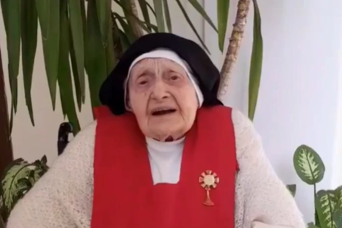 106-year-old nun continues serving in the cloister and sharing the Gospel on YouTube #Catholic Sister Anna Maria of the Sacred Heart, an Italian nun, turned 106 on March 14 at her monastery near Milan, where she continues to serve her sick sisters and share reflections on the Gospel on YouTube.Still lucid “in thought and word,” and with 36 years of life in cloister, the nun belongs to the Adorers of the Blessed Sacrament, the Italian newspaper Il Giorno reported. Despite her advanced age, she continues to participate daily in Eucharistic adoration even during the night and assists in the monastery’s infirmary, caring for elderly or ailing nuns.Her birthday celebration took place with a Mass of Thanksgiving and a gathering with family members, experienced through the grilles of the cloister where Sister Anna Maria remains dedicated to prayer.“I do this like so many other things, out of love for Jesus who continually asks me to love my neighbor,” the religious, whose name before entering the convent was Anna Perfumo, said in a video shared by her community.“The years are many, but … with patience, God’s will shall be fulfilled. Pray for me, and I will always remember you on earth and in heaven,” she added.According to Il Giorno, the nun’s life was marked by hardships from the very beginning. At 4 months old, she contracted bronchopneumonia — a condition that was practically fatal in 1920 — and at age 4 she came down with scurvy, a disease that was incurable at that time. “The doctor told my mother: ‘I won’t be coming back tomorrow, because the child will be dead.’ Yet I was miraculously healed,” she said.Before entering the monastery, she worked for years as a governess and schoolteacher in addition to caring for elderly and infirm priests. Nevertheless, she always harbored in her heart the desire to consecrate herself to God in the contemplative life.That longing was finally realized at the age of 70, following the death of her mother. After several attempts, she was admitted to the Adorers’ monastery in Genoa, from where she would be transferred years later to Seregno, where she currently lives.In a video, Sister Anna Maria expressed her gratitude for the expressions of affection she had received and spoke about her late vocation: “It’s true; I had to wait quite a long time before fulfilling God’s will. But when it is God who desires something, it will always come to pass. That’s why one must have great confidence, great faith, great hope, and great patience.”In her message, she also shared a reflection on the passage of time and on faithfulness: “My grandfather used to tell us that it’s faithfulness that keeps us young and that it’s necessary to keep our eyes and souls open to what is beautiful, good, and true; in this way, one will experience a serene old age. Love keeps the heart young.”Finally, she extended a greeting for the Easter season: “Life is Christ — the Way, the Truth, and the Life. May the Lord grant you peace and joy… and also peace among peoples, for the sake of fraternity among nations.”The Perpetual Adorers of the Blessed Sacrament are a contemplative, cloistered order of women whose life is centered on the continuous adoration of Jesus Christ in the Eucharist. Their mission is to intercede for the Church and the world from the silence of the monastery, offering their lives as a constant prayer.The congregation was founded in 1807 in Rome by Blessed Maria Magdalena of the Incarnation (Caterina Sordini) with the charism of Eucharistic adoration.This story was first published by ACI Prensa, the Spanish-language sister service of EWTN News. It has been translated and adapted by EWTN News English.