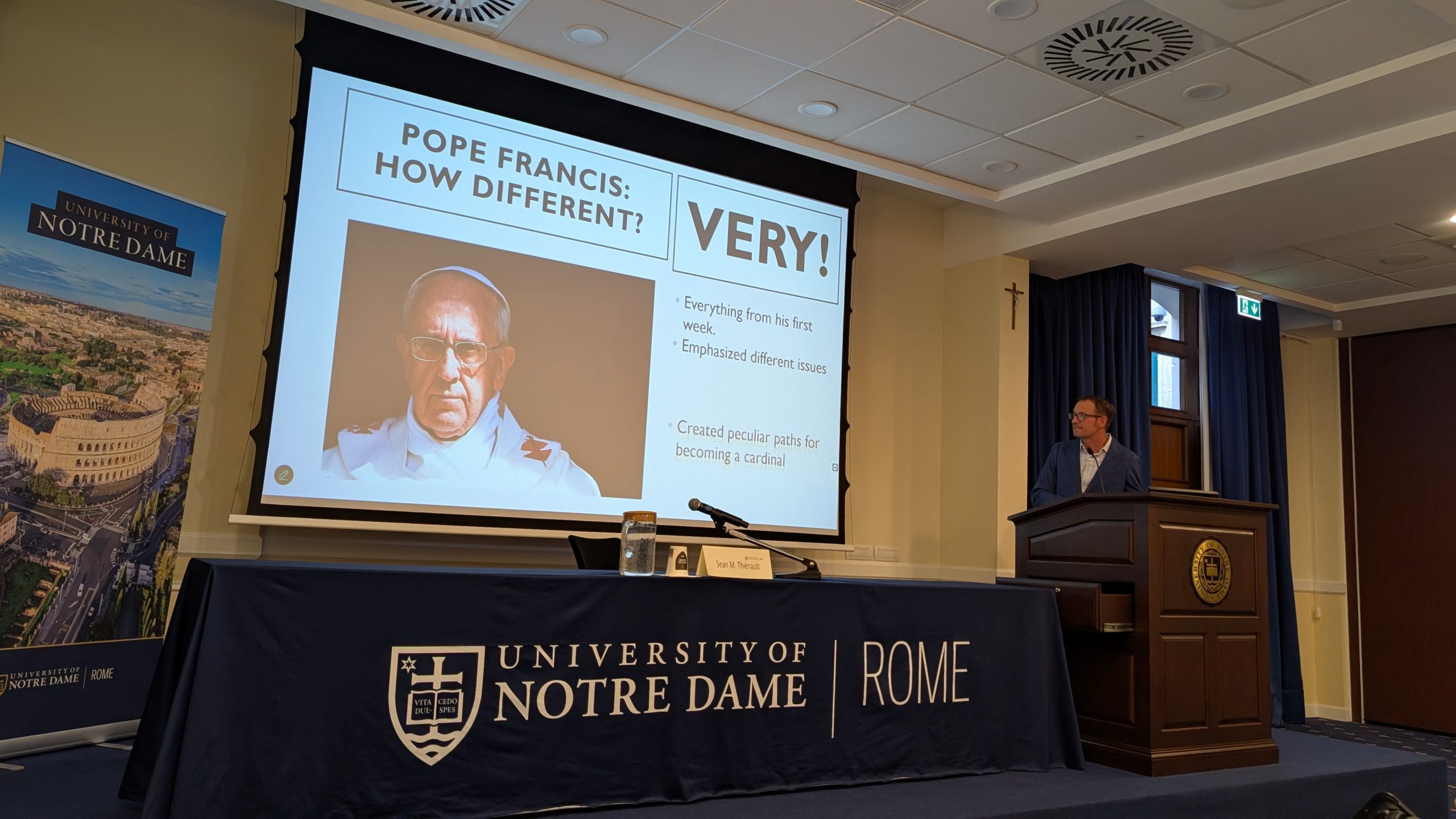 Pope Francis broke with predecessors on policy, appointments, and papal trips, sociologist says – #Catholic – ROME — A political science professor from the U.S. has used data analysis to show how Pope Francis differed from predecessors regarding policy, appointments, and papal trips, while notably omitting discussion of the deceased pontiff’s doctrinal differences.The University of Notre Dame in Rome hosted the lecture “Francis and His Predecessors: Quantifying Continuity and Change in the Modern Papacy,” by Sean Theriault, on March 19.Avoiding theological debate?Theriault, a self-described sociologist and professor at the University of Texas at Austin, told EWTN News that he became interested in studying Pope Francis’ legacy two years ago after discussing the papacy with his students and fellow Catholics.“I had heard people suggest that Pope Francis was different, and I thought I could bring data to help assess how different he was. In other words, as a social scientist, I could actually supply some facts to the question at hand.”He noted that his study avoids theological debate entirely, observing that while many theologians emphasize Francis’ doctrinal shifts, his study focuses on quantifiable patterns in the data.What do the numbers say about Francis?Examining the data reveals that Pope Francis was vastly different from his predecessors. The first metric used in the study was papal policy.To quantify policy, Theriault analyzed papal addresses to the diplomatic corps — the so-called “State of the World address” — dating back to St. John XXIII. By parsing the words of each speech, he found that Francis had the lowest statistical correlation to any of his predecessors, focusing more on issues like immigration and refugees than traditional diplomatic concerns.“I parsed out these speeches going back to the early 1960s by sentence or quasi-sentence, categorizing them,” Theriault said in his lecture. “If we separate international relations, Francis had the lowest correlation among his recent predecessors. For instance, in his 2025 address, though he did discuss the release of Israeli hostages in Gaza, Francis touched on issues like artificial intelligence, respect for migrants, and the elimination of the death penalty.”Increased diversity in cardinals and saintsThe next metric analyzed was personnel, chiefly the makeup of the College of Cardinals and the canonization of new saints.Theriault noted that while St. Paul VI was the first to diversify the demographics of the cardinals significantly, Francis had accelerated this trend toward a less Eurocentric cardinalate.“The conclave that elected Paul VI was dominated by Europe (55 out of 80 cardinals), but he spread the reach of the college to other parts of the world. John Paul II continued this, Benedict, a bit less so, but Francis did it by far the most by 55%. He brought in cardinals from places like Laos, Sweden, and Brunei, and passed over traditional sees like Paris and Milan.”Theriault also pointed out anomalies in Francis’ selection of cardinals from suffragan dioceses — rather than major archdioceses as done before — and his approach to canonization. “When Cardinal Roger Mahony of Los Angeles retired, we all expected the red hat to be given to the new archbishop, José Gómez. Instead, he gave the red hat to Bishop [Robert] McElroy, the bishop of San Diego, a suffragan diocese of Los Angeles.”He added regarding canonizations: “Francis shortened the average time to canonization to 151 years. He canonized a vastly higher percentage of laypeople (18%) than his predecessors. He paired John XXIII with John Paul II for canonization, effectively blocking the canonization paths for Pius IX and Pius XII.”Pilgrimages to the marginsPapal travel was the third metric Theriault analyzed. He observed that while previous popes spent their time abroad ministering primarily to Catholic audiences, Francis preferred to spend time with the marginalized.“John Paul II loved meeting with everyday Catholics during his travels, especially the Polish and Hispanic communities. Benedict XVI focused on meeting with the Church hierarchy. Francis chose rather to visit prisons and homeless centers, focusing on the marginalized rather than exclusively Catholic audiences,” he said.Looking ahead to Pope Leo XIVTheriault concluded the lecture by predicting that Pope Leo XIV’s pontificate would reveal far more about Pope Francis’ time as pope than when he was still alive.“Pope Leo is more of an institutionalist than Pope Francis, and significantly more reserved. In the long run, Pope Francis’ legacy is going to be far more pronounced precisely because he was succeeded by Leo, who is bringing along the whole Church and institutionalizing that vision in a way Francis just did not know how to do,” he said.