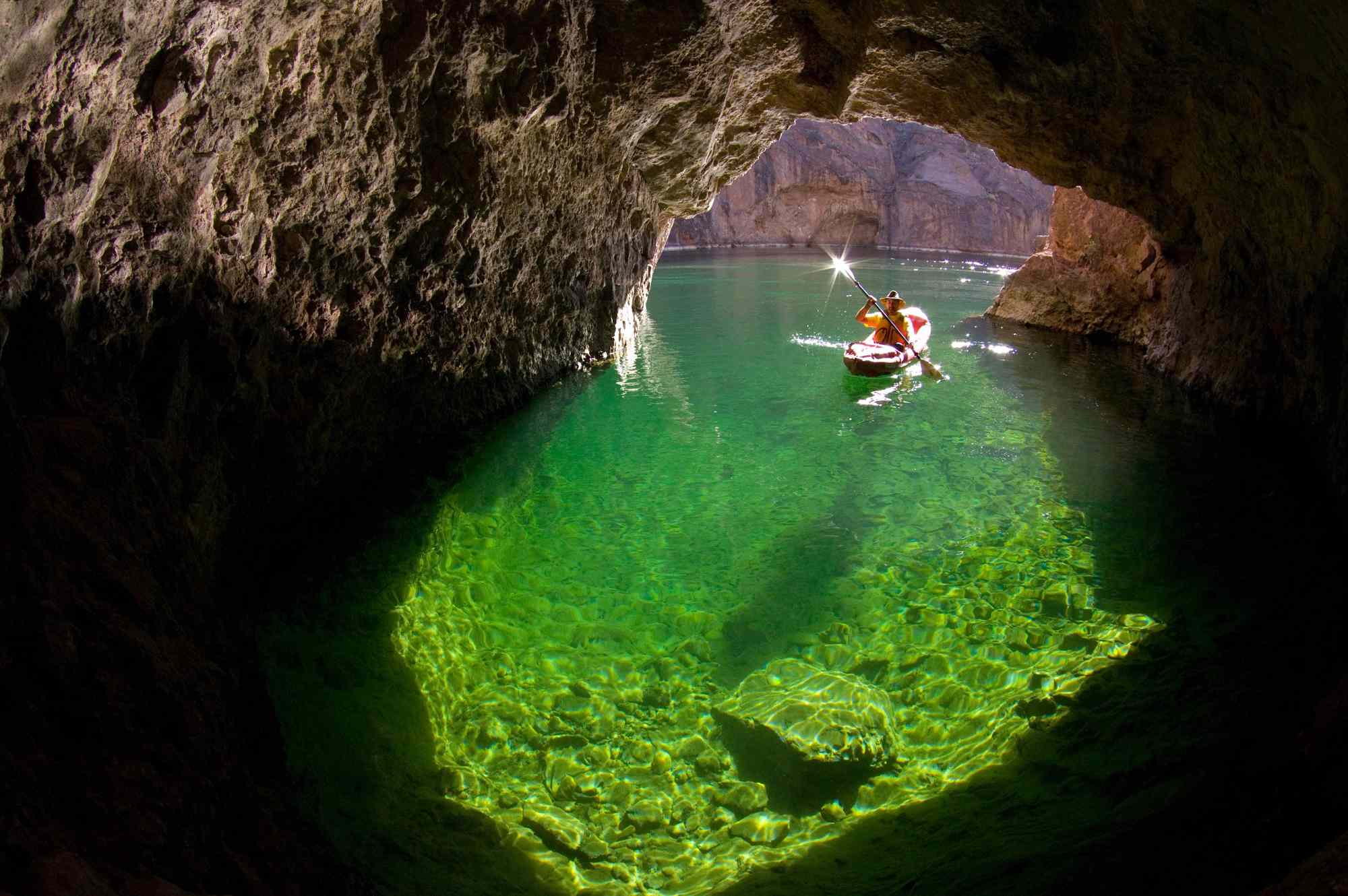 This Arizona Cave Turns Brilliant Green Each Day—And It’s Just an Hour From Las Vegas #Travel Only accessible by water, Emerald Cave is a stunning gem along the Colorado River. This Arizona Cave Turns Brilliant Green Each Day—And It’s Just an Hour From Las Vegas #Travel Only accessible by water, Emerald Cave is a stunning gem along the Colorado River.
