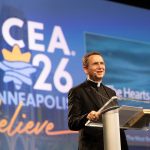Educators must help heal the human heart, especially in youth, bishop says in NCEA keynote #Catholic – MINNEAPOLIS (OSV News) — Too many people have wounded hearts, and it is the job of Catholic educators to help heal them, Bishop Andrew H. Cozzens of Crookston said April 7 in a keynote opening the National Catholic Educational Association convention.
NCEA 2026 marked the first time in 17 years the conference was held in Minneapolis. Catholic and religious educators from around the country gathered at the Minneapolis Convention Center to exchange ideas and research related to education.
Steven Cheeseman, president and CEO of the NCEA, helped welcome about 3,800 educators to the April 7-9 conference. He said what people learn at the 2026 conference is not meant to remain in a notebook, but is meant “to be lived, meant to be implemented. It’s meant to be shared.”
Bishop Cozzens stressed that like a spiritual director or pastor, a Catholic educator’s vocation is rooted in helping heal the heart. He shared a video recording of the singer Gracie Abrams during one of her concerts, singing her introspective song “Camden.”
Click here to subscribe to our weekly newsletter.
The video, Bishop Cozzens pointed out, showed a young woman who is talented, beautiful, successful and “seems to have everything going for her,” he said. But the lyrics Abrams sings speak to someone who is experiencing sorrow.
“The poetry that she sings about expresses the depth of pain that she carries in her heart, and what’s even more clear is that it resonates with tens of thousands of people in the stadium all her same age,” Bishop Cozzens said. “Many people in the stadium also feel like singing … . Brother(s), sisters, this is the height of popular culture. This is what our young people are singing about, the gaping wounds in their hearts.”
A great evil that comes from social media, Bishop Cozzens said, is that a person’s value comes from their social media likes, and their identity is tied to how they are seen. At the center of his life, Bishop Cozzens said, are three words: relationship, identity and mission. The order is important, he said.
“The most fundamental thing in any person’s life is their relationship, and my identity comes from my relationship,” Bishop Cozzens said. “I’m meant to know who I am, and I’m meant to experience my goodness, because I know I am loved by God. And then my mission comes from my identity. The problem is we get the order all messed up. We learn to take our identity from what we do, not from who we are. We start to take our value from our success and what other people think of us.”
Artificial intelligence can’t help heal the human heart, Bishop Cozzens said. Neither can technology, popular culture or politics. “In fact, it seems to be making it worse,” he said.
Bishop Cozzens asked, “How can we speak to that wound in their hearts?”
“Brothers and sisters, this is why Jesus came,” Bishop Cozzens said. “He cares about those tens of thousands of people in that stadium. He wants to speak to the wound in their hearts. He understands that wound because he created the human heart, and he knows why it’s wounded. He has an answer for it. In fact, brothers and sisters, this is why he opened his own heart.”
It is the job of Catholic educators to invite people to let their hearts be healed by an encounter with the heart of Christ, the one who reveals what it means to be human, the “God who became human to heal our humanity,” Bishop Cozzens said.
Bishop Cozzens said his talk was inspired by a quote from Pope Leo XIV when he spoke to Catholic educators in October 2025 during the Jubilee of the World of Education. Bishop Cozzens said Catholic educators need to know the truth of their own hearts in encounters with the Lord to be able to invite other people to encounter Christ.
“This first must begin with you,” Bishop Cozzens told the crowd. “(The heart) is the place where our deepest longings live, our deepest hopes live, and also our deepest fears. It’s the place where we are meant to know ourselves.
“It can be the place where we love ourselves or the place where we experience shame or even embarrassment. … It can be the place of truth, where we see our dignity, who God created us to be, but it can also be the place where lies live about myself, half-truths, and based on how my heart is, what I believe about myself.”
Bishop Cozzens said there are three practical steps to teach young people that might lead to the healing of their hearts. The first is to understand that hearts are broken. The second is to open young people to the truth that love can heal their hearts. The third is to teach that “when their hearts are healed, they’ll find joy in making a gift of themselves,” Bishop Cozzens said.
Our hearts, Bishop Cozzens explained, are broken because they are affected by sin.
“Healing of the human heart has to happen by experience and it happens primarily through the experience of being loved,” Bishop Cozzens said. “We call it mercy: unearned love. It restores. It regenerates. It reveals the truth about ourselves. This is the love that our young people are longing for, that you and I are longing for, and that God is longing to give.”
To be redeemed is to discover “that I am loved, to discover my own value, because God found me valuable, and thinks I’m valuable, valuable enough to die for,” Bishop Cozzens said.
“You have the opportunity to teach your young people the value of their hearts,” Bishop Cozzens said.
Josh McGovern is a reporter at The Catholic Spirit, newspaper of the Archdiocese of St. Paul and Minneapolis. This story was originally published by The Catholic Spirit and is distributed through a partnership with OSV News. Educators must help heal the human heart, especially in youth, bishop says in NCEA keynote #Catholic – MINNEAPOLIS (OSV News) — Too many people have wounded hearts, and it is the job of Catholic educators to help heal them, Bishop Andrew H. Cozzens of Crookston said April 7 in a keynote opening the National Catholic Educational Association convention.
NCEA 2026 marked the first time in 17 years the conference was held in Minneapolis. Catholic and religious educators from around the country gathered at the Minneapolis Convention Center to exchange ideas and research related to education.
Steven Cheeseman, president and CEO of the NCEA, helped welcome about 3,800 educators to the April 7-9 conference. He said what people learn at the 2026 conference is not meant to remain in a notebook, but is meant “to be lived, meant to be implemented. It’s meant to be shared.”
Bishop Cozzens stressed that like a spiritual director or pastor, a Catholic educator’s vocation is rooted in helping heal the heart. He shared a video recording of the singer Gracie Abrams during one of her concerts, singing her introspective song “Camden.”
Click here to subscribe to our weekly newsletter.
The video, Bishop Cozzens pointed out, showed a young woman who is talented, beautiful, successful and “seems to have everything going for her,” he said. But the lyrics Abrams sings speak to someone who is experiencing sorrow.
“The poetry that she sings about expresses the depth of pain that she carries in her heart, and what’s even more clear is that it resonates with tens of thousands of people in the stadium all her same age,” Bishop Cozzens said. “Many people in the stadium also feel like singing … . Brother(s), sisters, this is the height of popular culture. This is what our young people are singing about, the gaping wounds in their hearts.”
A great evil that comes from social media, Bishop Cozzens said, is that a person’s value comes from their social media likes, and their identity is tied to how they are seen. At the center of his life, Bishop Cozzens said, are three words: relationship, identity and mission. The order is important, he said.
“The most fundamental thing in any person’s life is their relationship, and my identity comes from my relationship,” Bishop Cozzens said. “I’m meant to know who I am, and I’m meant to experience my goodness, because I know I am loved by God. And then my mission comes from my identity. The problem is we get the order all messed up. We learn to take our identity from what we do, not from who we are. We start to take our value from our success and what other people think of us.”
Artificial intelligence can’t help heal the human heart, Bishop Cozzens said. Neither can technology, popular culture or politics. “In fact, it seems to be making it worse,” he said.
Bishop Cozzens asked, “How can we speak to that wound in their hearts?”
“Brothers and sisters, this is why Jesus came,” Bishop Cozzens said. “He cares about those tens of thousands of people in that stadium. He wants to speak to the wound in their hearts. He understands that wound because he created the human heart, and he knows why it’s wounded. He has an answer for it. In fact, brothers and sisters, this is why he opened his own heart.”
It is the job of Catholic educators to invite people to let their hearts be healed by an encounter with the heart of Christ, the one who reveals what it means to be human, the “God who became human to heal our humanity,” Bishop Cozzens said.
Bishop Cozzens said his talk was inspired by a quote from Pope Leo XIV when he spoke to Catholic educators in October 2025 during the Jubilee of the World of Education. Bishop Cozzens said Catholic educators need to know the truth of their own hearts in encounters with the Lord to be able to invite other people to encounter Christ.
“This first must begin with you,” Bishop Cozzens told the crowd. “(The heart) is the place where our deepest longings live, our deepest hopes live, and also our deepest fears. It’s the place where we are meant to know ourselves.
“It can be the place where we love ourselves or the place where we experience shame or even embarrassment. … It can be the place of truth, where we see our dignity, who God created us to be, but it can also be the place where lies live about myself, half-truths, and based on how my heart is, what I believe about myself.”
Bishop Cozzens said there are three practical steps to teach young people that might lead to the healing of their hearts. The first is to understand that hearts are broken. The second is to open young people to the truth that love can heal their hearts. The third is to teach that “when their hearts are healed, they’ll find joy in making a gift of themselves,” Bishop Cozzens said.
Our hearts, Bishop Cozzens explained, are broken because they are affected by sin.
“Healing of the human heart has to happen by experience and it happens primarily through the experience of being loved,” Bishop Cozzens said. “We call it mercy: unearned love. It restores. It regenerates. It reveals the truth about ourselves. This is the love that our young people are longing for, that you and I are longing for, and that God is longing to give.”
To be redeemed is to discover “that I am loved, to discover my own value, because God found me valuable, and thinks I’m valuable, valuable enough to die for,” Bishop Cozzens said.
“You have the opportunity to teach your young people the value of their hearts,” Bishop Cozzens said.
Josh McGovern is a reporter at The Catholic Spirit, newspaper of the Archdiocese of St. Paul and Minneapolis. This story was originally published by The Catholic Spirit and is distributed through a partnership with OSV News.