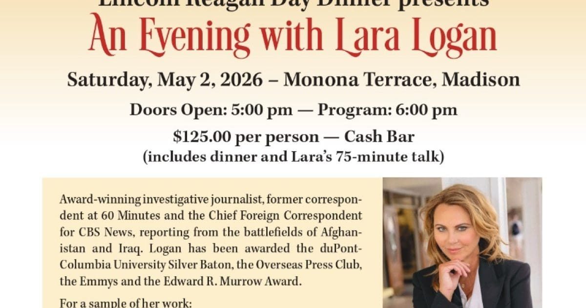 Lara Logan Will Speak in Madison Wisconsin on Saturday Evening, May 2 – 
  Lara Logan Will Speak in Madison Wisconsin on May 2 Guest post by Rolf Lindgren Let’s get ready to rock and roll!
The post Lara Logan Will Speak in Madison Wisconsin on Saturday Evening, May 2 appeared first on The Gateway Pundit.
