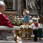 Pope decries horror, inhumanity that ‘some adults boast of with pride’ #Catholic – VATICAN CITY (CNS) — Warning against an increasingly unpredictable and aggressive “delusion of omnipotence” threatening the globe, Pope Leo XIV called on world leaders and individuals to empty their hearts and minds of hatred and violence, and to start serving life.
“Enough of the idolatry of self and money! Enough of the display of power! Enough of war! True strength is shown in serving life,” he said during a special evening prayer vigil for peace in St. Peter’s Basilica April 11.
“Those who pray are aware of their own limitations; they do not kill or threaten with death,” he said. “Instead, death enslaves those who have turned their backs on the living God, turning themselves and their own power into a mute, blind and deaf idol, to which they sacrifice every value, demanding that the whole world bend its knee.”
“Let us listen to the voices of children,” who write to him all the time, recounting “all the horror and inhumanity of actions that some adults boast of with pride,” he said.
Click here to subscribe to our weekly newsletter.
The vigil, which drew thousands of people inside and outside the basilica, featured the recitation of the glorious mysteries of the rosary. Before each mystery was recited, women wearing traditional dress from countries representing the different continents of the world lit small lamps from a flame from the Lamp of Peace from Assisi that was placed below a statue of Our Lady Queen of Peace.
Prayer can move mountains, he said in his remarks in Italian. “War divides; hope unites. Arrogance tramples upon others; love lifts up. Idolatry blinds us; the living God enlightens.”
It just takes a tiny bit of faith “to face this dramatic hour in history together,” he said.
For a people of faith in the risen Lord who conquered death with love, he said, “nothing can confine us to a predetermined fate, not even in this world where there never seem to be enough graves, for people continue to crucify one another and eliminate life, with no regard to justice and mercy.”
While the pope did not mention any one current conflict in his remarks, he did recall St. John Paul II’s fervent efforts and calls for peace during the 2003 invasion of Iraq conducted by the U.S. with the assistance of a multi-national coalition.
“I make his appeal my own this evening, relevant as it is today,” Pope Leo said, referring to his predecessors’ calls for “No more war.”
“The Church is a great people at the service of reconciliation and peace,” he said. “She advances without hesitation, even when rejecting the logic of war may lead to misunderstanding and scorn.”
The Church “proclaims the Gospel of peace and instills obedience to God rather than any human authority, especially when the inherent dignity of other human beings is threatened by continuous violations of international law,” Pope Leo said.
With the help of prayer and God, people can help “break the demonic cycle of evil” and be at the service of the Kingdom of God, where there is “no sword, no drone, no vengeance, no trivialization of evil, no unjust profit, but only dignity, understanding and forgiveness,” Pope Leo said.
“It is here that we find a bulwark against that delusion of omnipotence that surrounds us and is becoming increasingly unpredictable and aggressive,” he added.
He criticized the use of God’s name in justifying violence, saying “even the holy name of God, the God of life, is being dragged into discourses of death.”
Those invoking God’s name in such a way erase a world made up of brothers and sisters with one heavenly Father and instead create a “nightmare” where the world is made up of enemies and threats, rather than calls to listen and to come together.
Speaking to the world’s leaders, the pope said, “Stop! It is time for peace! Sit at the table of dialogue and mediation, not at the table where rearmament is planned, and deadly actions are decided!”
However, all the world’s people also have a duty to reject the violence in their own hearts and minds, and help build a kingdom of peace each and every day in one’s own home, school and community, he said.
“Let us believe once again in love, moderation and good politics,” he said, urging people to learn more and “get personally involved” in being part of “the mosaic of peace!”
“Dear brothers and sisters, let us return home having made a commitment to pray without ceasing and without growing weary, a commitment to a profound conversion of heart,” the pope said.
Before entering the basilica, Pope Leo greeted the faithful gathered in St. Peter’s Square, thanking them for their presence. He explained his reason for calling for the prayer vigil, which was also being joined by countless others around the world, either online or in their own parishes.
By praying the rosary together, he said, “we want to tell the whole world that it is possible to build peace, a new peace, that it is possible for all people, of all religions, of all ethnicities, to live together, and that we want to be disciples of Jesus Christ, united as brothers and sisters, all united in a world of peace.” Pope decries horror, inhumanity that ‘some adults boast of with pride’ #Catholic – VATICAN CITY (CNS) — Warning against an increasingly unpredictable and aggressive “delusion of omnipotence” threatening the globe, Pope Leo XIV called on world leaders and individuals to empty their hearts and minds of hatred and violence, and to start serving life.
“Enough of the idolatry of self and money! Enough of the display of power! Enough of war! True strength is shown in serving life,” he said during a special evening prayer vigil for peace in St. Peter’s Basilica April 11.
“Those who pray are aware of their own limitations; they do not kill or threaten with death,” he said. “Instead, death enslaves those who have turned their backs on the living God, turning themselves and their own power into a mute, blind and deaf idol, to which they sacrifice every value, demanding that the whole world bend its knee.”
“Let us listen to the voices of children,” who write to him all the time, recounting “all the horror and inhumanity of actions that some adults boast of with pride,” he said.
Click here to subscribe to our weekly newsletter.
The vigil, which drew thousands of people inside and outside the basilica, featured the recitation of the glorious mysteries of the rosary. Before each mystery was recited, women wearing traditional dress from countries representing the different continents of the world lit small lamps from a flame from the Lamp of Peace from Assisi that was placed below a statue of Our Lady Queen of Peace.
Prayer can move mountains, he said in his remarks in Italian. “War divides; hope unites. Arrogance tramples upon others; love lifts up. Idolatry blinds us; the living God enlightens.”
It just takes a tiny bit of faith “to face this dramatic hour in history together,” he said.
For a people of faith in the risen Lord who conquered death with love, he said, “nothing can confine us to a predetermined fate, not even in this world where there never seem to be enough graves, for people continue to crucify one another and eliminate life, with no regard to justice and mercy.”
While the pope did not mention any one current conflict in his remarks, he did recall St. John Paul II’s fervent efforts and calls for peace during the 2003 invasion of Iraq conducted by the U.S. with the assistance of a multi-national coalition.
“I make his appeal my own this evening, relevant as it is today,” Pope Leo said, referring to his predecessors’ calls for “No more war.”
“The Church is a great people at the service of reconciliation and peace,” he said. “She advances without hesitation, even when rejecting the logic of war may lead to misunderstanding and scorn.”
The Church “proclaims the Gospel of peace and instills obedience to God rather than any human authority, especially when the inherent dignity of other human beings is threatened by continuous violations of international law,” Pope Leo said.
With the help of prayer and God, people can help “break the demonic cycle of evil” and be at the service of the Kingdom of God, where there is “no sword, no drone, no vengeance, no trivialization of evil, no unjust profit, but only dignity, understanding and forgiveness,” Pope Leo said.
“It is here that we find a bulwark against that delusion of omnipotence that surrounds us and is becoming increasingly unpredictable and aggressive,” he added.
He criticized the use of God’s name in justifying violence, saying “even the holy name of God, the God of life, is being dragged into discourses of death.”
Those invoking God’s name in such a way erase a world made up of brothers and sisters with one heavenly Father and instead create a “nightmare” where the world is made up of enemies and threats, rather than calls to listen and to come together.
Speaking to the world’s leaders, the pope said, “Stop! It is time for peace! Sit at the table of dialogue and mediation, not at the table where rearmament is planned, and deadly actions are decided!”
However, all the world’s people also have a duty to reject the violence in their own hearts and minds, and help build a kingdom of peace each and every day in one’s own home, school and community, he said.
“Let us believe once again in love, moderation and good politics,” he said, urging people to learn more and “get personally involved” in being part of “the mosaic of peace!”
“Dear brothers and sisters, let us return home having made a commitment to pray without ceasing and without growing weary, a commitment to a profound conversion of heart,” the pope said.
Before entering the basilica, Pope Leo greeted the faithful gathered in St. Peter’s Square, thanking them for their presence. He explained his reason for calling for the prayer vigil, which was also being joined by countless others around the world, either online or in their own parishes.
By praying the rosary together, he said, “we want to tell the whole world that it is possible to build peace, a new peace, that it is possible for all people, of all religions, of all ethnicities, to live together, and that we want to be disciples of Jesus Christ, united as brothers and sisters, all united in a world of peace.”