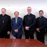 Assembly speaker explores important issues with N.J. Catholic bishops #Catholic – On May 5, the pastoral center of the Metuchen Diocese in Piscataway, N.J., hosted a meeting of the bishops of New Jersey with State Assemblyman Craig J. Coughlin, who also is speaker of the N.J. General Assembly. The bishops hold regular meetings to discuss issues of importance to Catholics in our state. The meeting with Speaker Coughlin covered a number of topics on the state level.
Pictured in the photo (from left) is Bishop Gregory J. Studerus, retired auxiliary bishop of Newark; Bishop Michael A. Saporito, auxiliary bishop of Newark; Bishop Kevin J. Sweeney of Paterson; Cardinal Joseph Tobin, C.Ss.R., D.D., archbishop of Newark; Speaker Coughlin; Bishop Joseph A. Williams of Camden; Bishop Pedro Bismarck Chau, auxiliary bishop of Newark; Bishop Elias R. Lorenzo, OSB, auxiliary bishop of Newark; Bishop Manuel A. Cruz, auxiliary bishop of Newark, and Bishop Jonathan S. Toborowsky, administrator of Metuchen.
Click here to subscribe to our weekly newsletter.
Assembly speaker explores important issues with N.J. Catholic bishops #Catholic – On May 5, the pastoral center of the Metuchen Diocese in Piscataway, N.J., hosted a meeting of the bishops of New Jersey with State Assemblyman Craig J. Coughlin, who also is speaker of the N.J. General Assembly. The bishops hold regular meetings to discuss issues of importance to Catholics in our state. The meeting with Speaker Coughlin covered a number of topics on the state level.
Pictured in the photo (from left) is Bishop Gregory J. Studerus, retired auxiliary bishop of Newark; Bishop Michael A. Saporito, auxiliary bishop of Newark; Bishop Kevin J. Sweeney of Paterson; Cardinal Joseph Tobin, C.Ss.R., D.D., archbishop of Newark; Speaker Coughlin; Bishop Joseph A. Williams of Camden; Bishop Pedro Bismarck Chau, auxiliary bishop of Newark; Bishop Elias R. Lorenzo, OSB, auxiliary bishop of Newark; Bishop Manuel A. Cruz, auxiliary bishop of Newark, and Bishop Jonathan S. Toborowsky, administrator of Metuchen.
Click here to subscribe to our weekly newsletter.