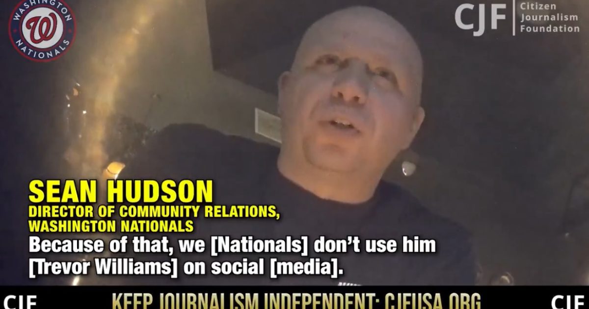 Washington Nationals Director of Community Relations Admits on Hidden Camera to Discriminating Against Christian Pitcher Trevor Williams (VIDEO) – 
The O’Keefe Media Group on Tuesday released an undercover video of Washington Nationals Director of Community Relations, Sean Hudson, admitting to religious discrimination against Christian pitcher Trevor Williams.
The post Washington Nationals Director of Community Relations Admits on Hidden Camera to Discriminating Against Christian Pitcher Trevor Williams (VIDEO) appeared first on The Gateway Pundit.