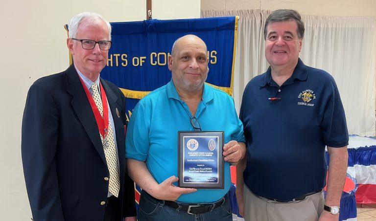 East Hanover Knights present scholarships, accept state award #Catholic – The Knights of Columbus East Hanover Council 6504 presented college scholarship awards to several local students at the council’s awards night held at St. Rose of Lima Church in East Hanover, N.J., on June 22. The council, with the support from an anonymous donor, awarded one-time college scholarships of ,000 each to seven students: Sophia Duarte, Villanova University; Alicia Cosentino, Sacred Heart University; Lucas Lorent, University of Tennessee; Ryan Carrell, University of Miami; Anthony Cosentino, Rutgers University; Ava Patanella, Rider University; and Emma Patanella, University of Delaware. The students were congratulated by the council along with their family and friends who attended. Pictured with the students is Council 6504 Grand Knight Michael Trocchia.
At the same event, the East Hanover council was presented with the Drive for Persons with Intellectual Disabilities Appreciation Award which had been given to the council on May 16 at the Knights of Columbus annual N.J. State Council Convention in appreciation for the council’s outstanding work with their Intellectual Disabilities Drive. Pictured above: Michael Spiecker, district deputy, who presented the award to the council; Michael Trocchia, Council 6504 Grand Knight; and Robert Cosentino, Council 6504’s Intellectual Disabilities Drive chairman.
Click here to subscribe to our weekly newsletter. East Hanover Knights present scholarships, accept state award #Catholic – The Knights of Columbus East Hanover Council 6504 presented college scholarship awards to several local students at the council’s awards night held at St. Rose of Lima Church in East Hanover, N.J., on June 22. The council, with the support from an anonymous donor, awarded one-time college scholarships of ,000 each to seven students: Sophia Duarte, Villanova University; Alicia Cosentino, Sacred Heart University; Lucas Lorent, University of Tennessee; Ryan Carrell, University of Miami; Anthony Cosentino, Rutgers University; Ava Patanella, Rider University; and Emma Patanella, University of Delaware. The students were congratulated by the council along with their family and friends who attended. Pictured with the students is Council 6504 Grand Knight Michael Trocchia.
At the same event, the East Hanover council was presented with the Drive for Persons with Intellectual Disabilities Appreciation Award which had been given to the council on May 16 at the Knights of Columbus annual N.J. State Council Convention in appreciation for the council’s outstanding work with their Intellectual Disabilities Drive. Pictured above: Michael Spiecker, district deputy, who presented the award to the council; Michael Trocchia, Council 6504 Grand Knight; and Robert Cosentino, Council 6504’s Intellectual Disabilities Drive chairman.
Click here to subscribe to our weekly newsletter.