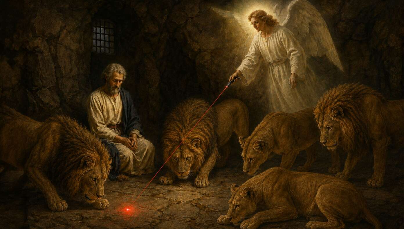 Scholars Now Believe The Angel Saved Daniel By Distracting Lions With A Laser Pointer #BabylonBee – U.S. – Leading scholars believe that the angel who saved Daniel in the lion’s den used a red laser pointer to distract the vicious cats.