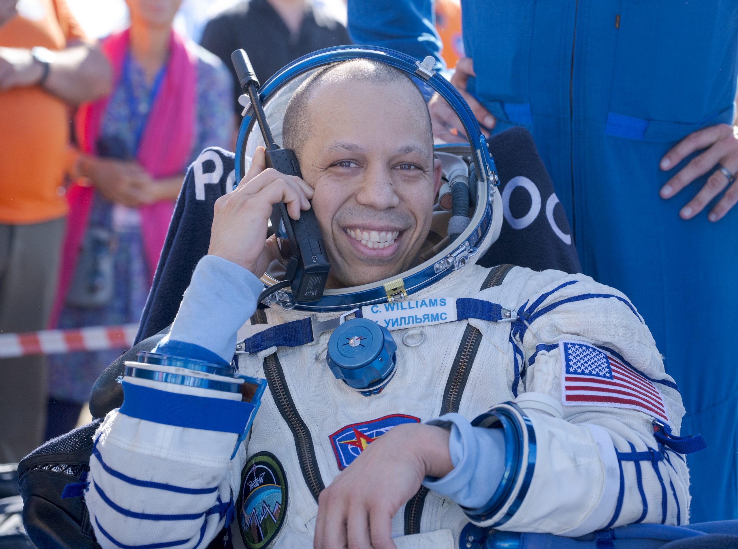 NASA Astronaut Chris Williams Returns to Earth – NASA astronaut Chris Williams is seen outside the Soyuz MS-28 spacecraft after he landed with Expedition 74 Roscosmos cosmonauts Sergey Kud-Sverchkov, and Sergei Mikaev in a remote area near the town of Zhezkazgan, Kazakhstan on Sunday, July 26, 2026. The trio returned to Earth after logging 241 days in space as a members of Expeditions 73 and 74 aboard the International Space Station.