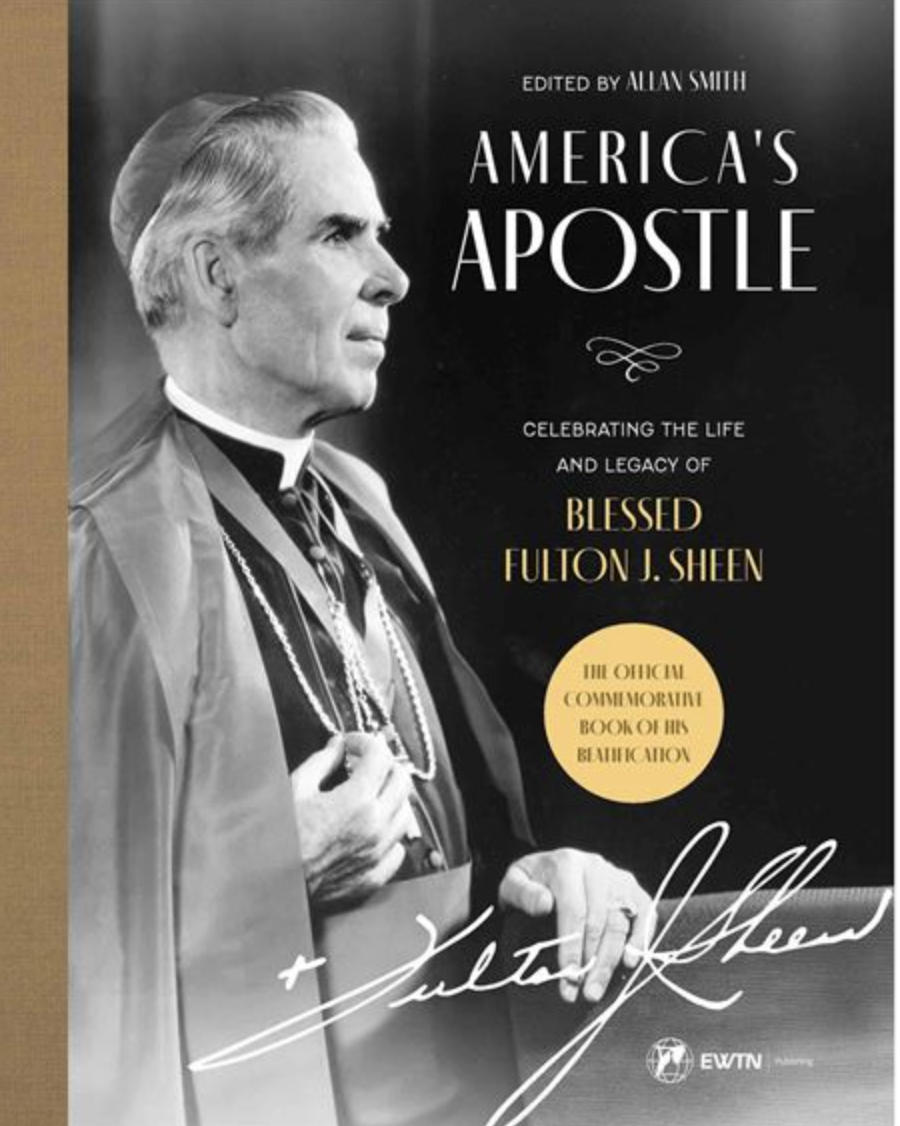 As beatification nears, new book explains why Fulton Sheen was ‘America’s Apostle’ #Catholic With the beatification of Archbishop Fulton Sheen approaching, a new book on the life and legacy of the evangelist and television and radio show host explains why he was “America’s Apostle.”Allan Smith, founder and director of the Archbishop Fulton J. Sheen Mission Society of Canada, published the book “America’s Apostle” on Sept. 15, just ahead of the archbishop’s beatification on Sept. 24.“I think … the title is a perfect one — ‘Americaʼs Apostle,’ because he really was an apostle to the American people in the great tradition of apostles,” Vice President and Editorial Director of EWTN News Matthew Bunson told “EWTN News Nightly” anchor Veronica Dudo on Sept. 22.The book was published through EWTN Publishing and Sophia Institute Press.“[Sheen] was a brilliant communicator; he had immense gifts on television, radio, as a writer, as a poet,” Bunson said. “But all of that was geared toward proclaiming Jesus Christ in exactly the same way that a good apostle should.”Sheen began his media career as a priest, hosting an hourlong radio show called “The Catholic Hour” in 1930 until he was consecrated an auxiliary bishop in New York in 1951 and transitioned to television, hosting “Life Is Worth Living.” At its peak, Sheen’s radio show was reaching about 4 million people weekly, and his television show was reaching about 30 million people.“Like a good apostle, he used all the means of communications at his disposal,” Bunson said. “I just mentioned television, radio, you name it. He wanted to use it. So itʼs perfectly appropriate, I think, for him to be called ‘Americaʼs Apostle.’”Sheen also reserved one hour every day for prayer in front of the Blessed Sacrament, beginning this when he was ordained in 1919 until he died in 1979. He was found dead at the age of 84 in his chapel in front of the Blessed Sacrament.Bunson explained that Sheen “made a promise on the day of his ordination” that he would do a Holy Hour in front of the Blessed Sacrament. He also noted Sheen wrote in his autobiography, “Treasure in Clay,” that he prepared for his homilies, his books, and his speeches in front of the Eucharist.
 
 The book cover for “America’s Apostle: Celebrating the Life and Legacy of Blessed Fulton J. Sheen” features a portrait of Sheen. It was released days before Sheen’s beatification set for Sept. 24, 2026. | Credit: EWTN
 
 “He made the Blessed Sacrament his way of not just preparing, but making himself holy and worthy of the people he was talking to,” Bunson said. “Because thatʼs how seriously he took what he was saying.”“So as a communicator, it wasnʼt just communicating about himself,” he said. “He was always proclaiming a person, and that was Jesus Christ. And he did that by developing and fostering his love for the Eucharist. And he did it in the Holy Hour.”“Fulton Sheen, pray for us,” Bunson concluded.