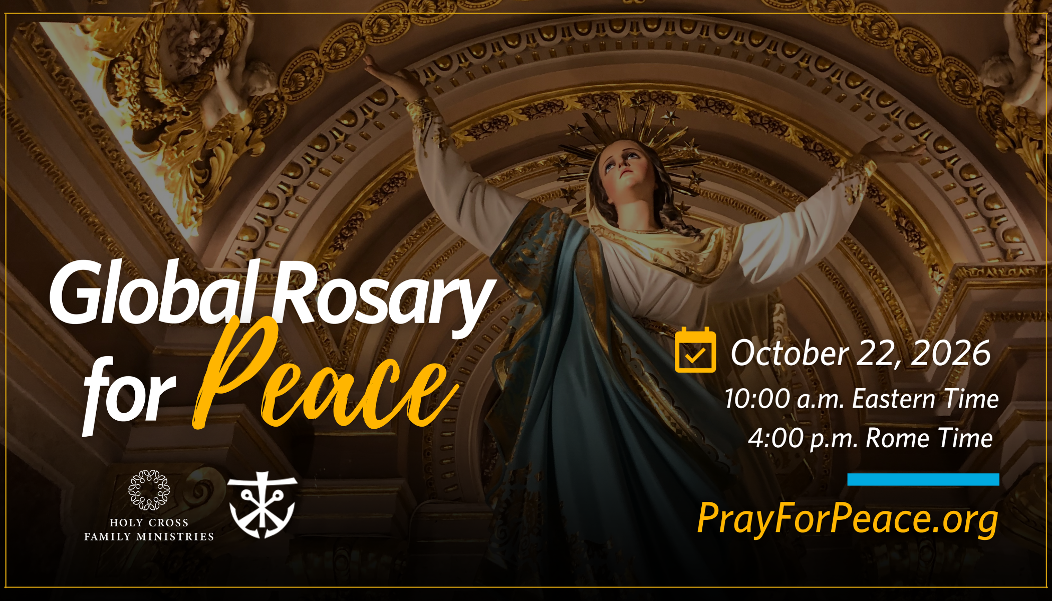 Catholics worldwide invited to join Global Rosary for Peace – #Catholic – Catholics around the world are invited to join in prayer for the Global Rosary for Peace taking place on Oct. 22, the feast of St. John Paul II.The event is an international prayer initiative that aims to bring together families, parishes, schools, religious communities, and individuals from around the world in response to Pope Leo XIV’s call for the Church to pray the rosary for peace.The Global Rosary for Peace is organized by Holy Cross Family Ministries and is part of its efforts to strengthen family prayer and encourage the faithful to pray the rosary. The initiative received the pope’s blessing last year and over 67,000 people prayed the rosary live during the first global event.Father Fred Jenga, CSC, president of Holy Cross Family Ministries (HCFM), told EWTN News that the first Global Rosary for Peace was created due to several global crises taking place and the need for prayer.“There is always some kind of global crisis that is going on that really calls us to pray more,” he said. “Last year it was all the conflicts that were everywhere. Some of them have sort of died down a little bit but we still have more going on as well in this very year that we are in. So we are just picking up from where we left off. So that we invite people again to pray more.”Currently, over 95,000 people have signed up to take part in this year’s live, global rosary.HCFM was founded by Venerable Patrick Peyton, an Irish-born Catholic priest who was known as the “rosary priest” and for his famous phrase “a family that prays together stays together.”With this at the core of its ministry, HCFM desires to “bring God back into the life of families because we know when God is at the center of the families, especially through prayer, regular prayer, God changes the chemistry in those families because God is love, God is kindness,” Jenga explained.“God created our families. And they will be restless and weak and all over the place until they allow [God] to be the center,” he said.Jenga also spoke about the importance of praying the rosary specifically.“When we pray the rosary on a family level, the heart of the rosary is the mysteries of the rosary, and those mysteries speak to every human season that you can think about,” he shared. “We go through joy, we go through sorrow, we go through mission, we go through celebration or glory. So there you have a set of mysteries that you can pray with through any season that youʼre talking about.”The priest also pointed out that when we look at the saints, nearly all of them share two characteristics: a love for the Eucharist and a love for the rosary.“So, in their path to sanctity, these are the two rails that they ran on. And if we also desire the same kind of sanctity and strength in our families, right there is really a formula for us that we can be able to employ to help ourselves as a family and also to help ourselves as individuals,” Jenga said.He added: “We’re at a time of need in our world right now. There are too many conflicts that are going on and we need a favor for global peace, and the rosary is one of those prayers that weʼre turning to because even throughout history, every time there was a global crisis, the Church, even our Blessed Mother, if she appeared, she asked us to pray the rosary.”For those who participate in the Global Rosary for Peace, Jenga said he hopes they are “able to renew their belief in the power of prayer.”“Secondly, this can be a jumping-off point for them to get started, in smaller ways, praying in their own families and for the needs in their families, but also keep praying for our world at this time.”To take part and register for the Global Rosary of Peace visit https://hcfm.org/pray-for-peace/.