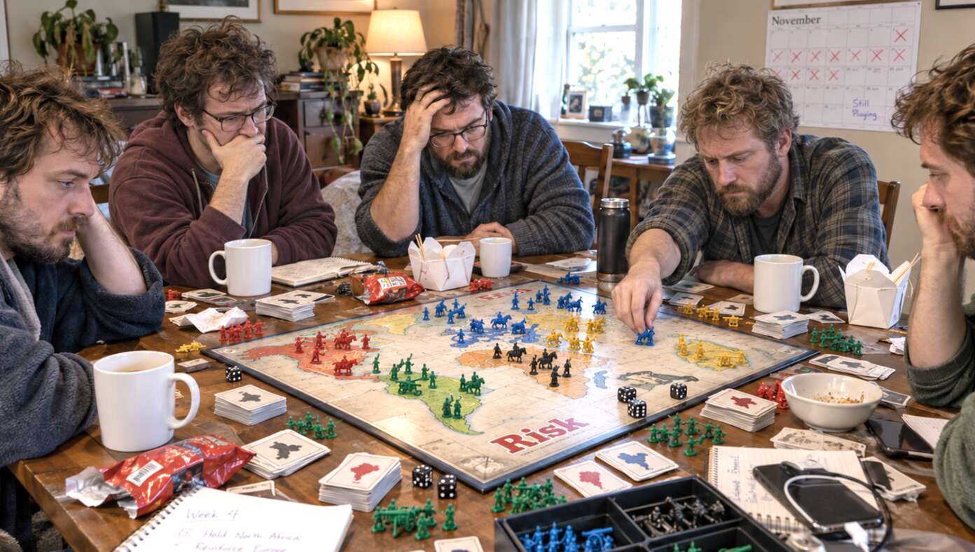 Game Of Risk Enters Fourth Week #BabylonBee – NAPERVILLE, IL — Sources confirmed on Wednesday that a local game group’s night of playing classic RISK had now entered its fourth week. Game Of Risk Enters Fourth Week #BabylonBee – NAPERVILLE, IL — Sources confirmed on Wednesday that a local game group’s night of playing classic RISK had now entered its fourth week.