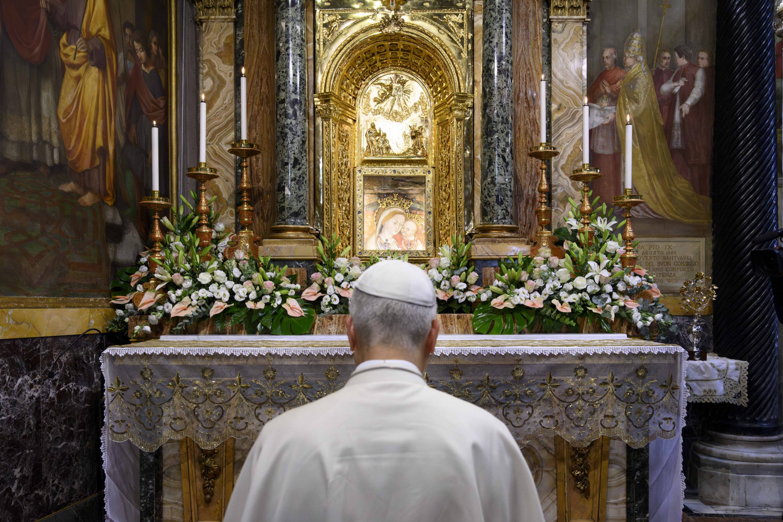 Leo XIV: Mary’s simple presence — and her Son within her — moves all of history – #Catholic – ROME — It was shortly after 5 p.m. local time when Pope Leo XIV arrived at the Shrine of Our Lady of Good Counsel, awaited by thousands of people along the road and welcomed by his fellow Augustinians.Not everyone could fit inside the church, and the streets of Genazzano, about 30 miles east of Rome, were packed. The pope chose to celebrate the Nativity of Mary at this shrine so dear to his heart. He brought a Golden Rose to place at Mary’s feet, and the rector thanked him, saying, “Our affection for you is true and genuine,” because “we all love you immensely.”The maternal presence of Our Lady of Good Counsel, the pope said, had “accompanied me throughout my entire life, with her wisdom, and with the example of her love for her Son, the Son who is always at the center of my faith,” as he wrote in the shrine’s guest book on May 10, 2025.The pope quoted the Augustinian St. Thomas of Villanova, who asked the Evangelists: “Why, I wonder, were we not told about the manner of her conception, her birth, her upbringing, her habits, the virtues that adorned her, what human relationship she had with her Son, how she related to him, how she lived with the apostles after his ascension? All these things were important, and the faithful would have read them with singular devotion, and ordinary people would have delighted in them. O Evangelists, I appeal to you! Why have you deprived us of such great joy by your silence? Why have you left out details so joyful, so eagerly awaited, so pleasing?”From this open dialogue with Scripture, the pope reflected: “Mary’s presence creates something like a leap in the genealogy, an unexpected newness capable of changing not only expectations but also the predictable behavior of a man. What Joseph hears, what he decides and what he does, in fact, is a response to God and to Mary’s presence, to her absolute difference, which surpasses every possible discourse and narrative. In Mary, salvation finds a home: God with us!”Faced with this mystery, the pope explained, “we feel a kind of vertigo.”After all, “God’s way has been and remains simpler and quieter, yet no less powerful and transformative.” Those humble historical circumstances that lead to the birth of Jesus reveal “the originality of his Kingdom, in which arrogance has no place and omnipotence is creation, service and care for life.”Continuing to draw on the teaching of the Augustinian saint, the pope spoke about prayer, because it is in contemplative prayer that “what the world does not tell us, but already exists, takes shape; what is still invisible, but already possesses a new kind of strength. This is not fantasy, but prophecy. We need it, in times of destruction and uncertainty, to see God’s work and serve it.”May the feast of Mary’s birth, the pope concluded, increase peace within us: “Yes, dear friends, we want to imagine peace — to broaden the boundaries of our understanding and paint it in our souls — in order to recognize that it already exists, to welcome it and to serve it. It is the gift of God, the breath of the Risen One, the work of the Holy Spirit. Let us allow peace to grow within us. It will blossom in the world. And the Mother of Good Counsel will accompany us in this mission.”The pope also expressed appreciation for the fresco depicting him at prayer, commemorating his visit to the shrine on May 10, 2025, two days after his election.The final hymn to Our Lady of Good Counsel brought consolation to all:“Protect our people, who hopein your counsel and live in your love.Receive their fervent prayer,O daughter, O bride, O Mother of the Lord.Holy Virgin of Genazzano,turn your serene gaze upon us;stretch out your hand to your children,strengthen the just, save the sinner.”This story was first published by ACI Stampa, the Italian-language sister service of EWTN News. It has been translated and adapted by EWTN News English. Leo XIV: Mary’s simple presence — and her Son within her — moves all of history – #Catholic – ROME — It was shortly after 5 p.m. local time when Pope Leo XIV arrived at the Shrine of Our Lady of Good Counsel, awaited by thousands of people along the road and welcomed by his fellow Augustinians.Not everyone could fit inside the church, and the streets of Genazzano, about 30 miles east of Rome, were packed. The pope chose to celebrate the Nativity of Mary at this shrine so dear to his heart. He brought a Golden Rose to place at Mary’s feet, and the rector thanked him, saying, “Our affection for you is true and genuine,” because “we all love you immensely.”The maternal presence of Our Lady of Good Counsel, the pope said, had “accompanied me throughout my entire life, with her wisdom, and with the example of her love for her Son, the Son who is always at the center of my faith,” as he wrote in the shrine’s guest book on May 10, 2025.The pope quoted the Augustinian St. Thomas of Villanova, who asked the Evangelists: “Why, I wonder, were we not told about the manner of her conception, her birth, her upbringing, her habits, the virtues that adorned her, what human relationship she had with her Son, how she related to him, how she lived with the apostles after his ascension? All these things were important, and the faithful would have read them with singular devotion, and ordinary people would have delighted in them. O Evangelists, I appeal to you! Why have you deprived us of such great joy by your silence? Why have you left out details so joyful, so eagerly awaited, so pleasing?”From this open dialogue with Scripture, the pope reflected: “Mary’s presence creates something like a leap in the genealogy, an unexpected newness capable of changing not only expectations but also the predictable behavior of a man. What Joseph hears, what he decides and what he does, in fact, is a response to God and to Mary’s presence, to her absolute difference, which surpasses every possible discourse and narrative. In Mary, salvation finds a home: God with us!”Faced with this mystery, the pope explained, “we feel a kind of vertigo.”After all, “God’s way has been and remains simpler and quieter, yet no less powerful and transformative.” Those humble historical circumstances that lead to the birth of Jesus reveal “the originality of his Kingdom, in which arrogance has no place and omnipotence is creation, service and care for life.”Continuing to draw on the teaching of the Augustinian saint, the pope spoke about prayer, because it is in contemplative prayer that “what the world does not tell us, but already exists, takes shape; what is still invisible, but already possesses a new kind of strength. This is not fantasy, but prophecy. We need it, in times of destruction and uncertainty, to see God’s work and serve it.”May the feast of Mary’s birth, the pope concluded, increase peace within us: “Yes, dear friends, we want to imagine peace — to broaden the boundaries of our understanding and paint it in our souls — in order to recognize that it already exists, to welcome it and to serve it. It is the gift of God, the breath of the Risen One, the work of the Holy Spirit. Let us allow peace to grow within us. It will blossom in the world. And the Mother of Good Counsel will accompany us in this mission.”The pope also expressed appreciation for the fresco depicting him at prayer, commemorating his visit to the shrine on May 10, 2025, two days after his election.The final hymn to Our Lady of Good Counsel brought consolation to all:“Protect our people, who hopein your counsel and live in your love.Receive their fervent prayer,O daughter, O bride, O Mother of the Lord.Holy Virgin of Genazzano,turn your serene gaze upon us;stretch out your hand to your children,strengthen the just, save the sinner.”This story was first published by ACI Stampa, the Italian-language sister service of EWTN News. It has been translated and adapted by EWTN News English.