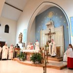Denville parish celebrates century of Catholic faith and generosity #Catholic – The St. Mary Parish community in Denville, N.J., consistently demonstrates “phenomenal generosity” to people in need, whether donating to the parish food pantry, the Christmas Giving Tree, or the annual Diocesan Ministries Appeal.
On Sept. 26, Bishop Kevin J. Sweeney visited St. Mary’s to help the parish celebrate a century of Catholic faith, community — and boundless generosity — during a Mass he presided over in the church. Father Martin Glynn, pastor of St. Mary’s since 2007, was among several priests who concelebrated the historic Mass with the bishop.
“It’s hard to believe that it’s been 100 years since St. Mary’s was founded as a mission from St. Cecilia Parish in Rockaway, N.J.,” said Father Glynn, who also serves as president of the Board of Catholic Charities of the Paterson Diocese, N.J. “It was great to see so many people come and celebrate with us and to have the bishop here,” he said.
Guided by the theme, “A Century of Faith, Service and Unity Rooted in Christ,” St. Mary’s held 100th anniversary activities, including a picnic in August and a gala after the Mass on Sept. 26. In addition, the parish plans to build a grotto dedicated to the Blessed Mother on the property next year.

Click here to subscribe to our weekly newsletter.

“St. Mary’s has a phenomenal sense of generosity — caring for those on the margins,” Father Glynn said. “This parish is a close-knit community. When parishioners retire, most of them stay in Denville,” he said.
With Father Glynn, other priests who concelebrated the centennial Mass included Father Stephen Delia Jr., St. Mary’s current parochial vicar; Father Richard Tartaglia, a retired diocesan priest, who is a weekend assistant at St. Mary’s and preceded Father Glynn’s as pastor of the parish; Msgr. Martin McDonnell, a retired diocesan priest who served the parish on his first assignment; Msgr. Mark Olenowski, pastor of St. Pius X Parish in Montville, N.J., a former resident of Denville; and Father Paddy O’Donovan, a retired diocesan priest.
St. Mary’s has an array of ministries, including liturgical ministries such as lectoring, as well as faith formation, high-school youth group, centering prayer, nocturnal adoration, Bible study, bereavement, Respect Life Ministry, and MASH, or St. Mary’s Association of Service and Help.
Founded as a mission of St. Cecilia Parish in 1926, St. Mary’s was raised to full parish status by Bishop Thomas McLaughlin in1941. A small brick English Gothic church was built at the intersection of Route 46 and Myers Avenue. Early parishioners were primarily Irish or German, coming from the old minefields in Hibernia.
The parish built its school in 1954 and enlarged the church building in 1956 to accommodate the growing year-round community as Denville transitioned from a summer lake resort into a permanent residential town.
BEACON PHOTOS | JOE GIGLI
 [See image gallery at beaconnj.org] ‘