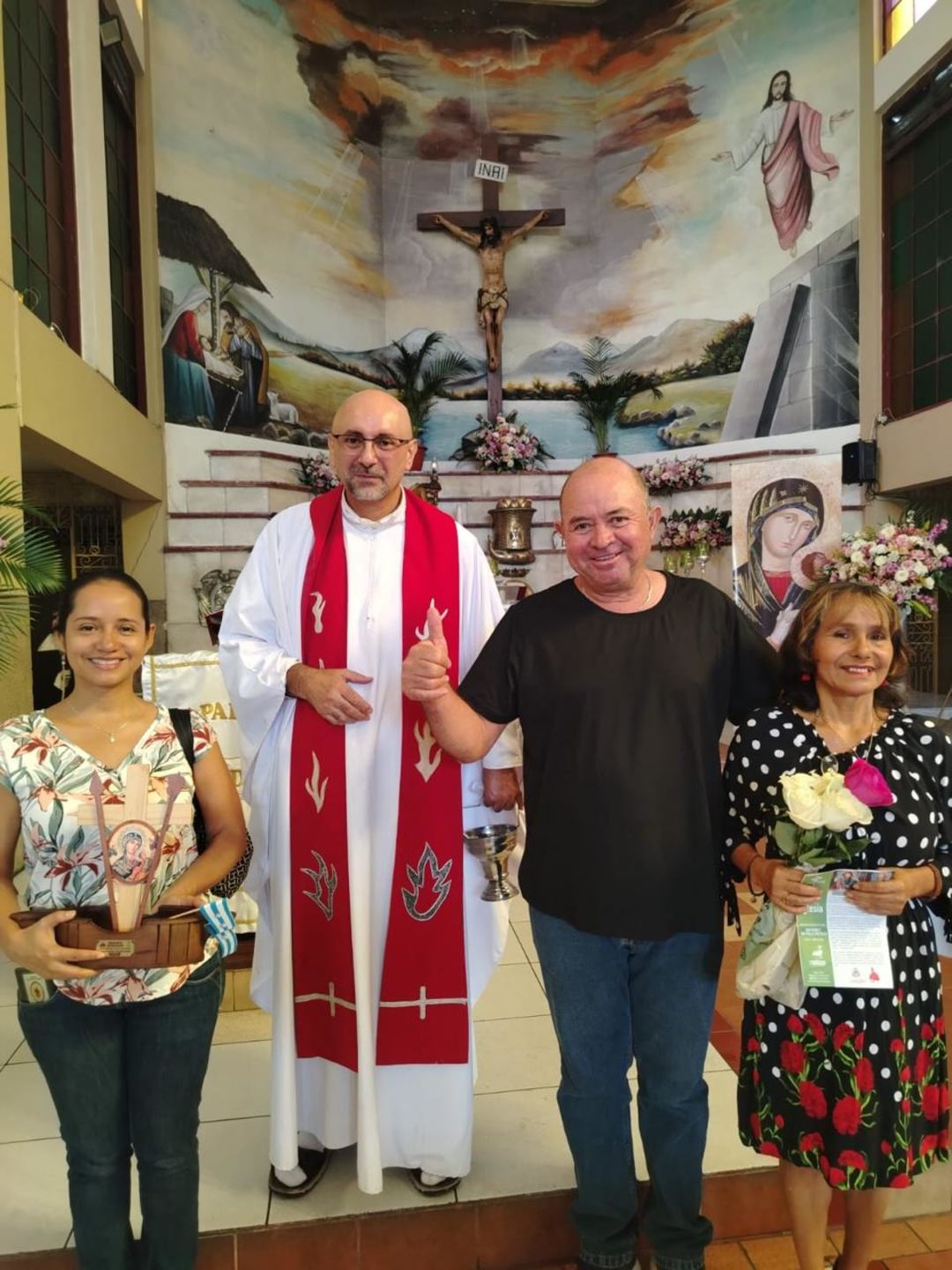 ‘He died doing what he loved’: Memories of the Ecuadorian priest who died at the altar #Catholic “He died doing what he loved, the Eucharist” is how Father Pedro Calle remembered his fellow Redemptorist, Father Patricio Sánchez Molinari, who died Oct. 17 after a large crucifix broke loose from the sanctuary wall and fell on him during Mass.“It’s not so easy to process or come to terms with this situation, given the way it happened,” Calle shared in an interview with EWTN News Español, the Spanish-language sister service of EWTN News. “I could break down at any moment because of the pain I feel inside.”Calle lives in Quito, Ecuador, and manages the administrative needs of the Redemptorist congregation in the Andean-Caribbean Province, which comprises Venezuela, Colombia, and Ecuador. He is currently in Guayaquil serving also as the legal representative to handle matters related to Sánchez’s death. He is also taking part in the Oct. 19–27 novena for the repose of his soul.
 
 Father Patricio Sánchez Molinari with some of the faithful at Our Lady of Perpetual Help Church. | Credit: Photo courtesy of Father Pedro Calle
 
 “He died embracing the cross. The crucifix was not damaged, save for the part of the leg [of the corpus]. It is striking how he celebrated the Lord’s passover, and the Lord celebrated his passover with him… And Patricio died doing what he loved: the Eucharist,” the priest emphasized.He loved the Eucharist and the Blessed Virgin MaryCalle described Sánchez as a man “with a pure heart and a ready smile, a smile that created a sense of closeness. People were drawn to him because of his purity of heart, in which there was no trace of ill intent. He was always so very calm, patient, and tolerant.”“He very much loved the Blessed Sacrament. Wherever he went to any parish he would always emphasize this devotion. And he was always the first one there; he wouldn’t just expose the Blessed Sacrament for a while and then leave, he would stay to pray,” the priest recounted.Sánchez served in Loja, in southern Ecuador, and later in a mission area called Vinces. He also spent nine years at a parish in Manta, and finally about four years in Guayaquil, at Our Lady of Perpetual Help Church. He served as the pastor there, and it was in that church that he died.
 
 Father Patricio Sánchez Molinari with some of the faithful. | Credit: Photo courtesy of Father Pedro Calle
 
 “He also loved the Most Holy Virgin Mary. We can describe Patricio as someone who throughout his ministry everyone felt his closeness to them, absolutely everyone,” the Redemptorist priest highlighted.“He was always a very dedicated man, always spiritual and pastoral. He would say ‘yes’ to everyone. We could say, then, that he was a hardworking man, very self-sacrificing, very devoted,” he remarked.Calle further noted that “Patricio was a very simple person, very approachable and full of human warmth. That’s why his homilies were so simple.”“My enduring memory of Patricio,” he added, “is that he was a very welcoming person, always concerned with making sure one had something to eat or drink. He enjoyed going to the cinema and was an athletic person; he liked going for a walk and swimming.”‘A sign of grace’The priest shared that he never had a conversation with Sánchez about how he would have liked to be remembered, but he highlighted one aspect he has been reflecting on in recent days following the tragic death of his fellow priest.“Patricio’s death will become, or is already becoming, a sign of grace for Catholics and for humanity, given the fact that he was in the midst of broadcasting [the Mass] and that the tragedy unfolded in precisely this way, rather than any other. That was a message for everyone,” Calle remarked.
 
 Father Patricio Sánchez Molinari with a group of the faithful. | Credit: Photo courtesy of Father Pedro Calle
 
 The priest remarked, in closing, that he does not know where the story of this priest will ultimately lead but that it certainly will not leave anyone indifferent.“I don’t know if his mission is beginning now. I cannot offer any certainty or assurance; it is simply a personal perception, based on the context and the way he died.”‘One day, all of us here will also die’Sánchez was born on Nov. 6, 1973, in Cuenca, Ecuador. He made his profession in the Congregation of the Most Holy Redeemer (Redemptorists) on Aug. 15, 2000, the solemnity of the Assumption of the Blessed Virgin Mary. He was ordained a priest on Oct. 15, 2005.He was pastor at Our Lady of Perpetual Help Parish in south Guayaquil. He served as the superior of his religious community, where he lived alongside a fellow religious brother who had taken his perpetual vows.In his final homily, on the day of his death, he spoke about the importance of making time for God. “He must come first,” he said, adding: “Dear brothers and sisters, one day, all of us here will also die. Sometimes, the time we have spent on material things does not hold as much meaning as the time we dedicate to God, that quality time we give to God, to our brothers and sisters, to our wife, our husband, to our children, and to our families. That is time spent in the best possible way.”This story was first published by EWTN News Español, the Spanish-language sister service of EWTN News. It has been translated and adapted by EWTN News English.